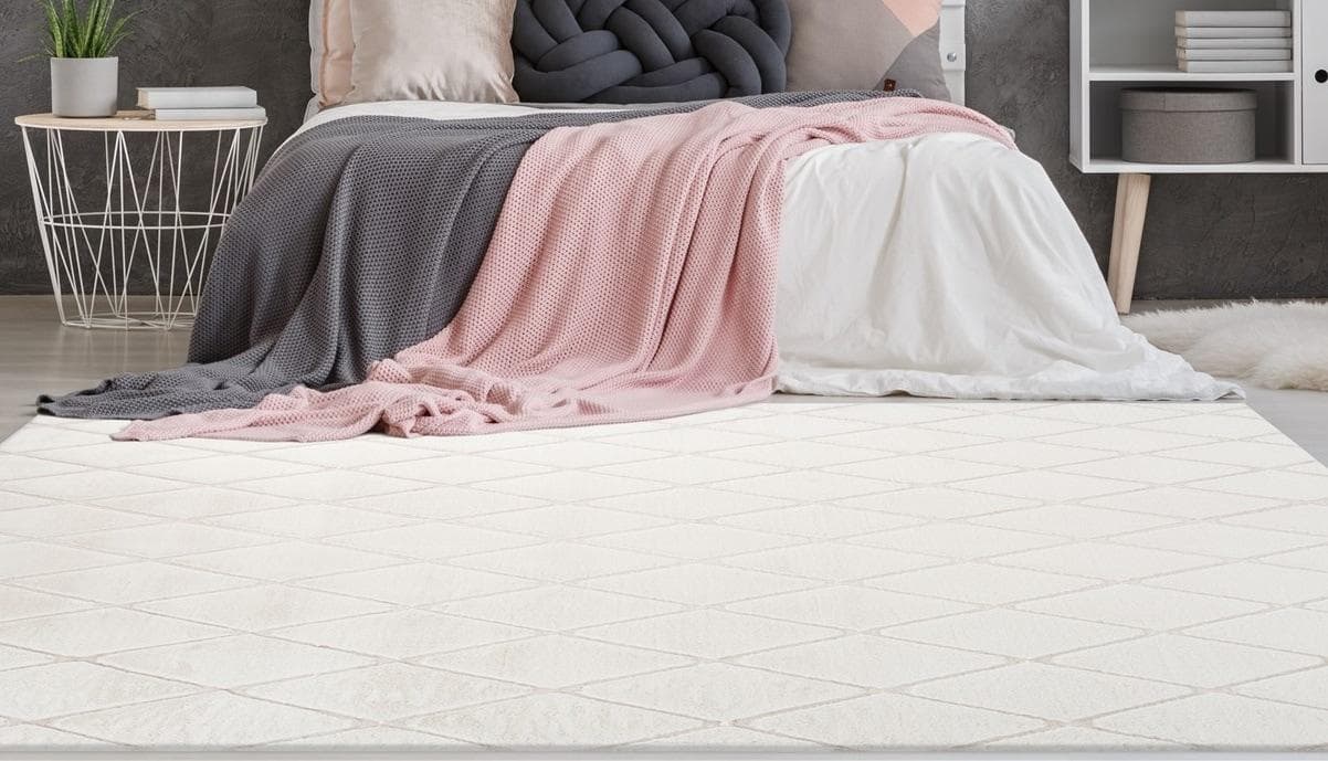 Retro Teppich in Weiß und Creme