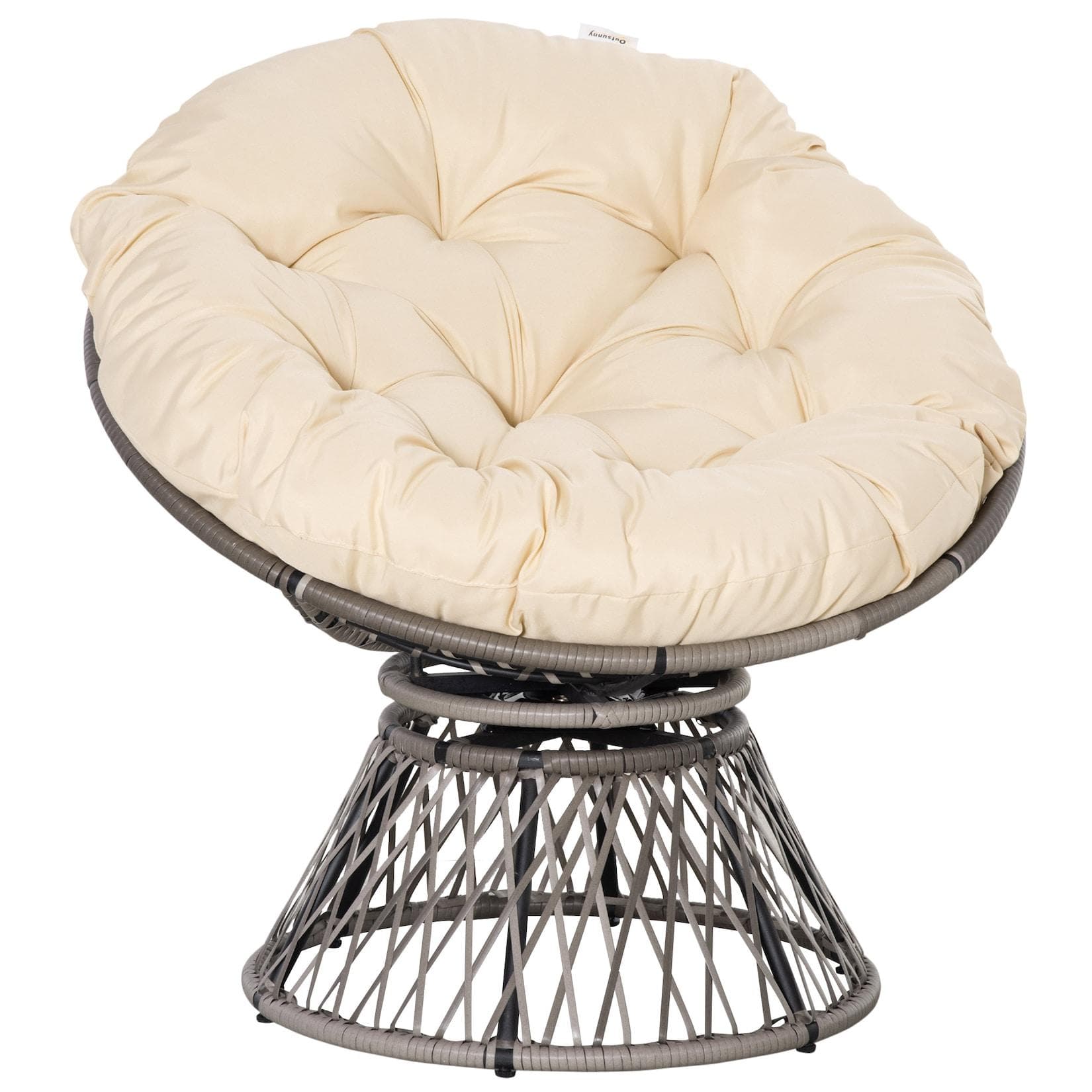 Outsunny Papasansessel PE Rattan Drehsessel Beige