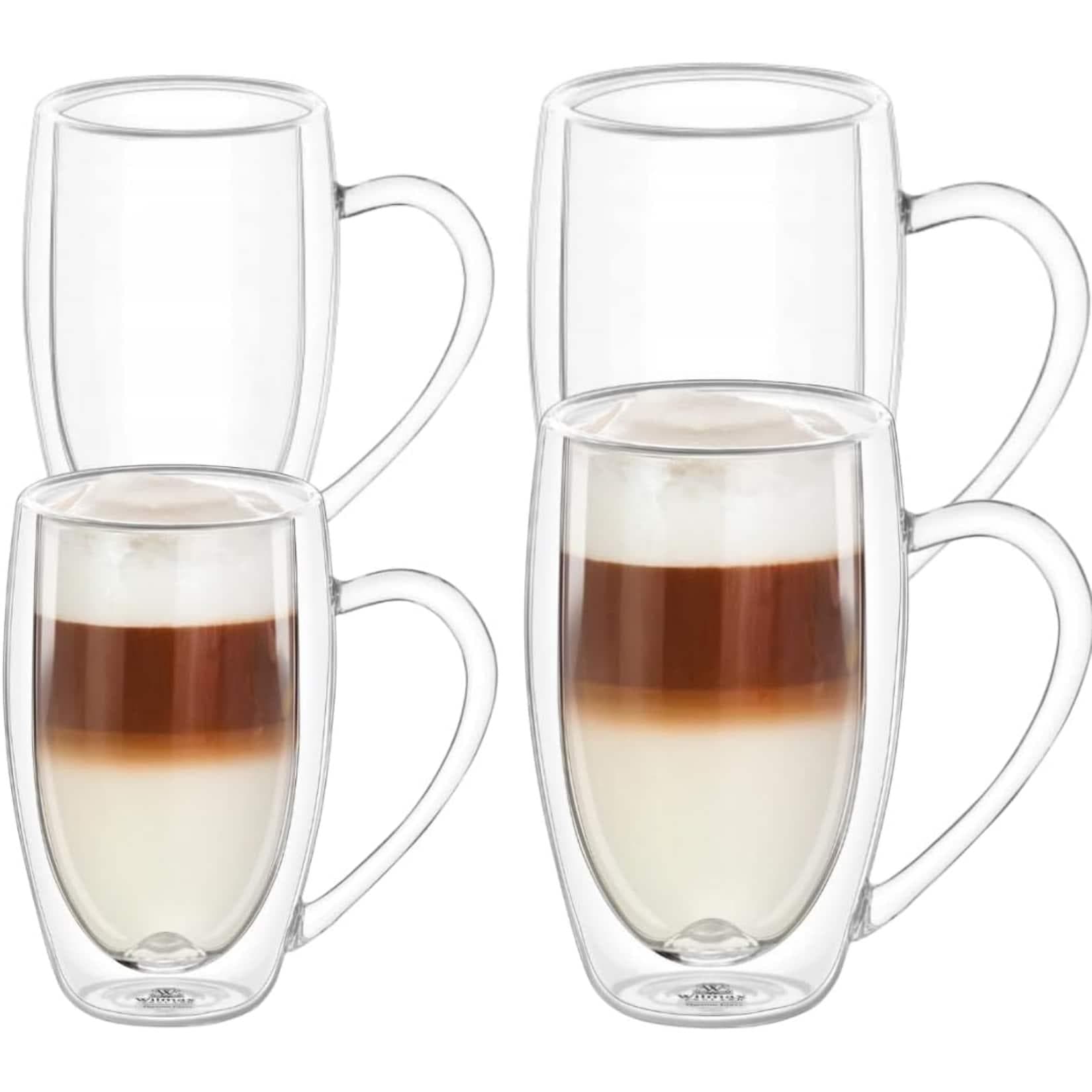 Wilmax Thermogläser-Set 2x 400 ml & 2x 500 ml mit Henkel
