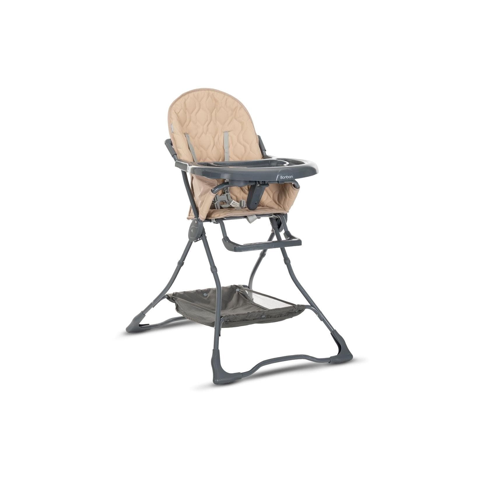 Lorelli Kinderhochstuhl Bonbon Bechervertiefung Klappbar Doppelt Tisch Korb Beige Grau