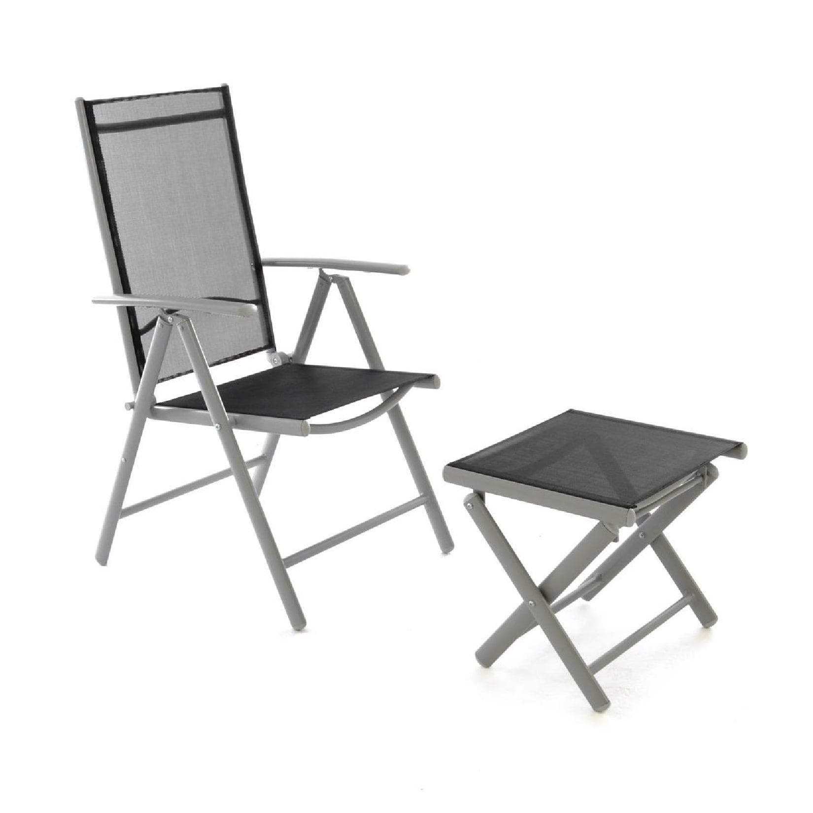 VCM Aluminium Gartenstuhl mit Fußauflage und Verstellbarer Rückenlehne