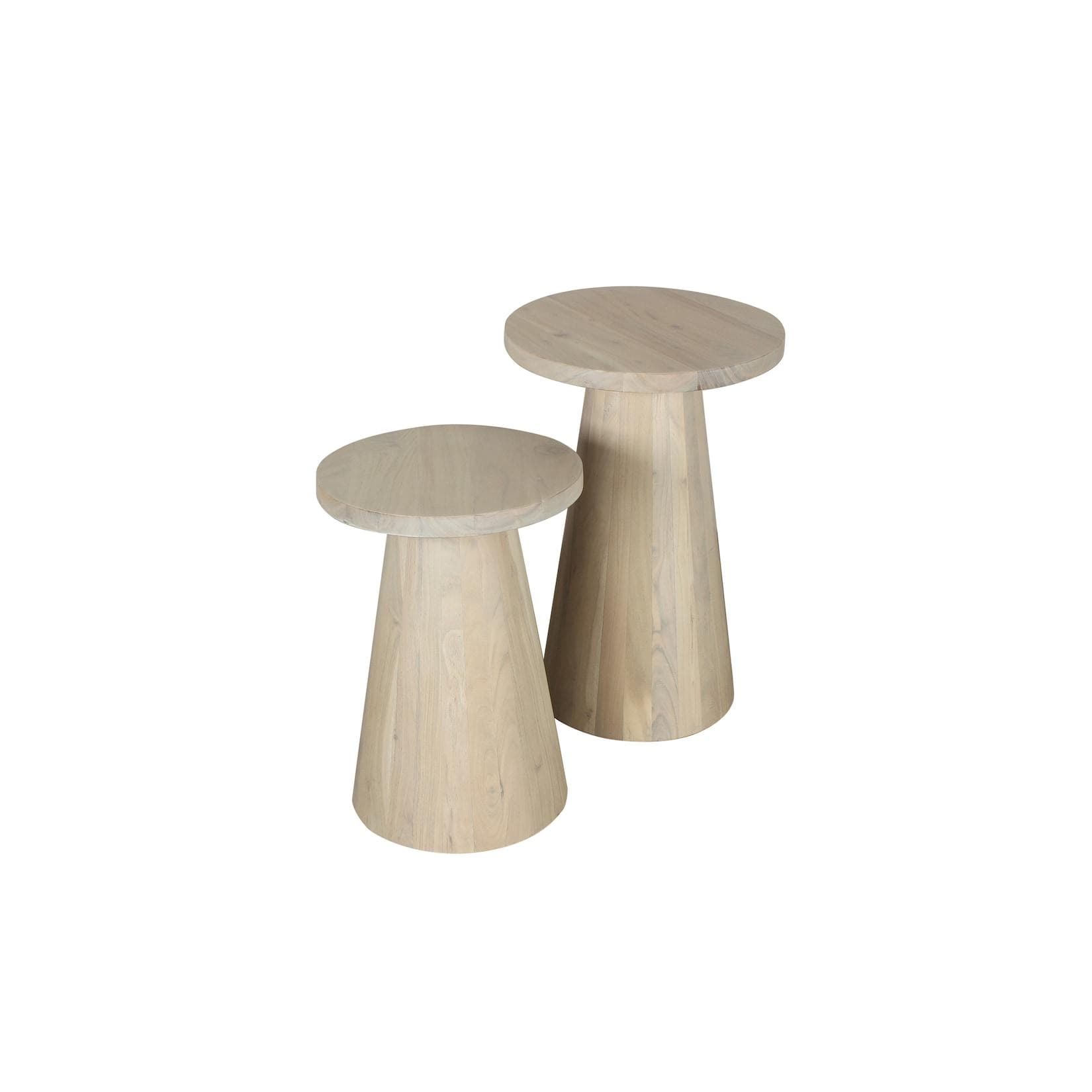 BYLIVING Beistelltisch Cone Set 2-tlg. Weiß Massivholz