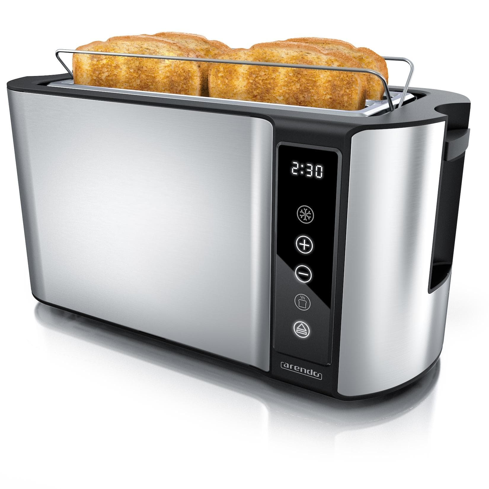 Arendo 4-Scheiben Toaster 1500 W mit Brötchenaufsatz Silber