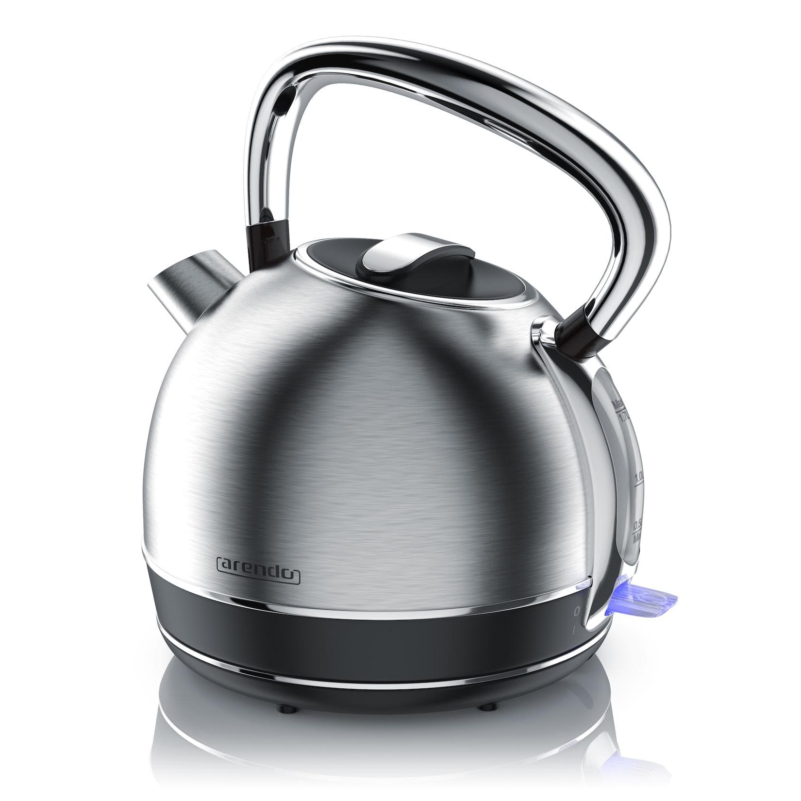 Arendo Wasserkocher 1,7 l 2200 W Edelstahl Retro Style Vintage Überhitzung & Trockenkochschutz Silber