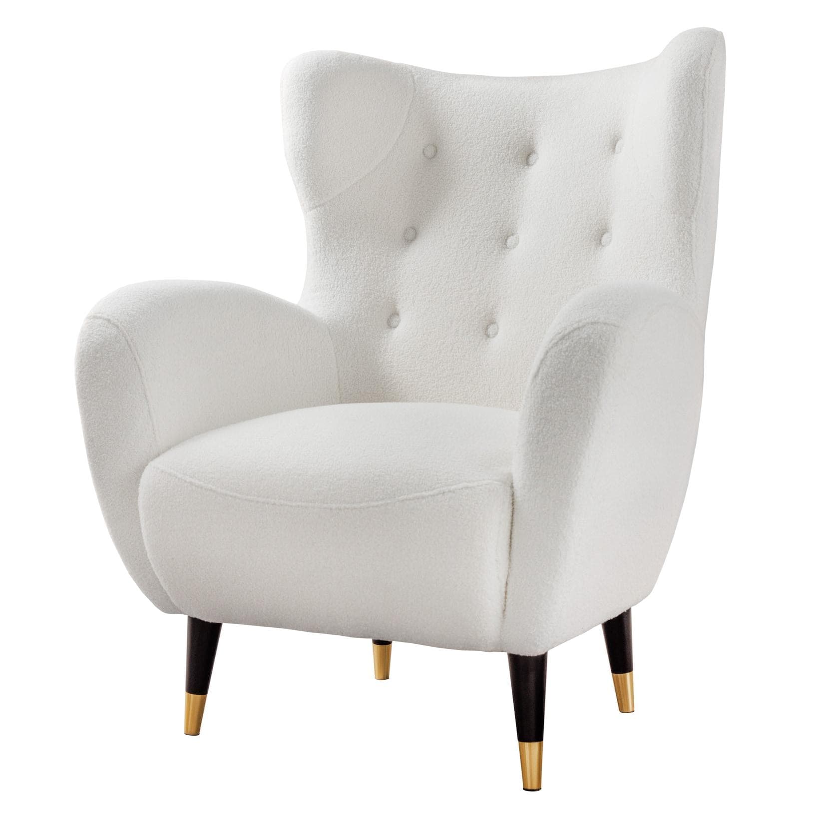 riess-ambiente Ohrensessel DON Weiß/Gold Bouclé-Bezug