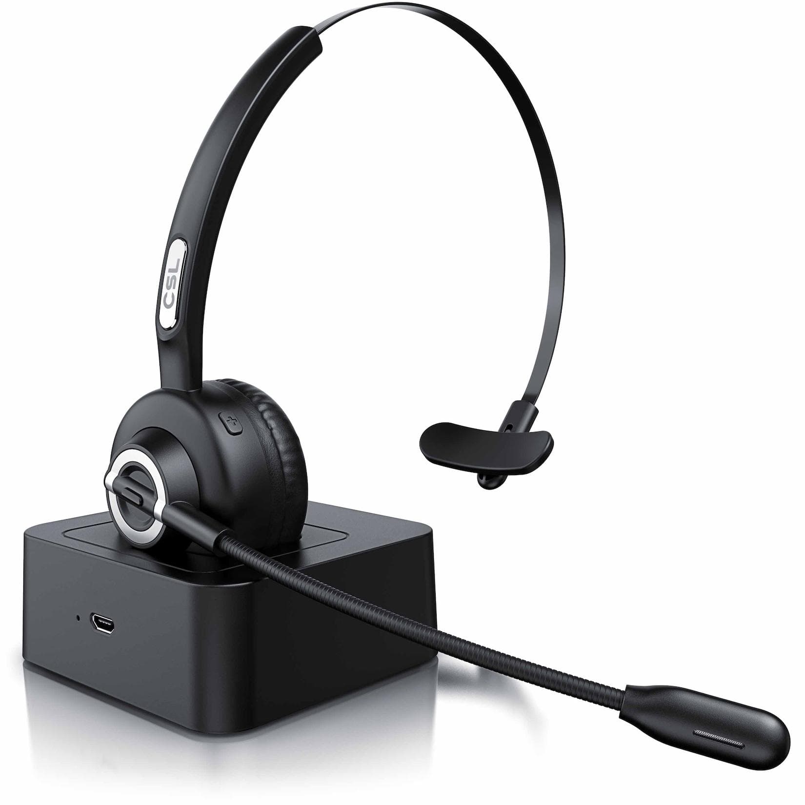CSL Kabelloses Mono Bluetooth Headset mit Ladestation und Mikrofon