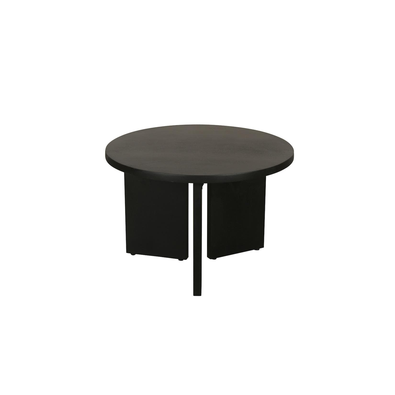 BYLIVING Couchtisch Round Schwarz Massivholz Akazie