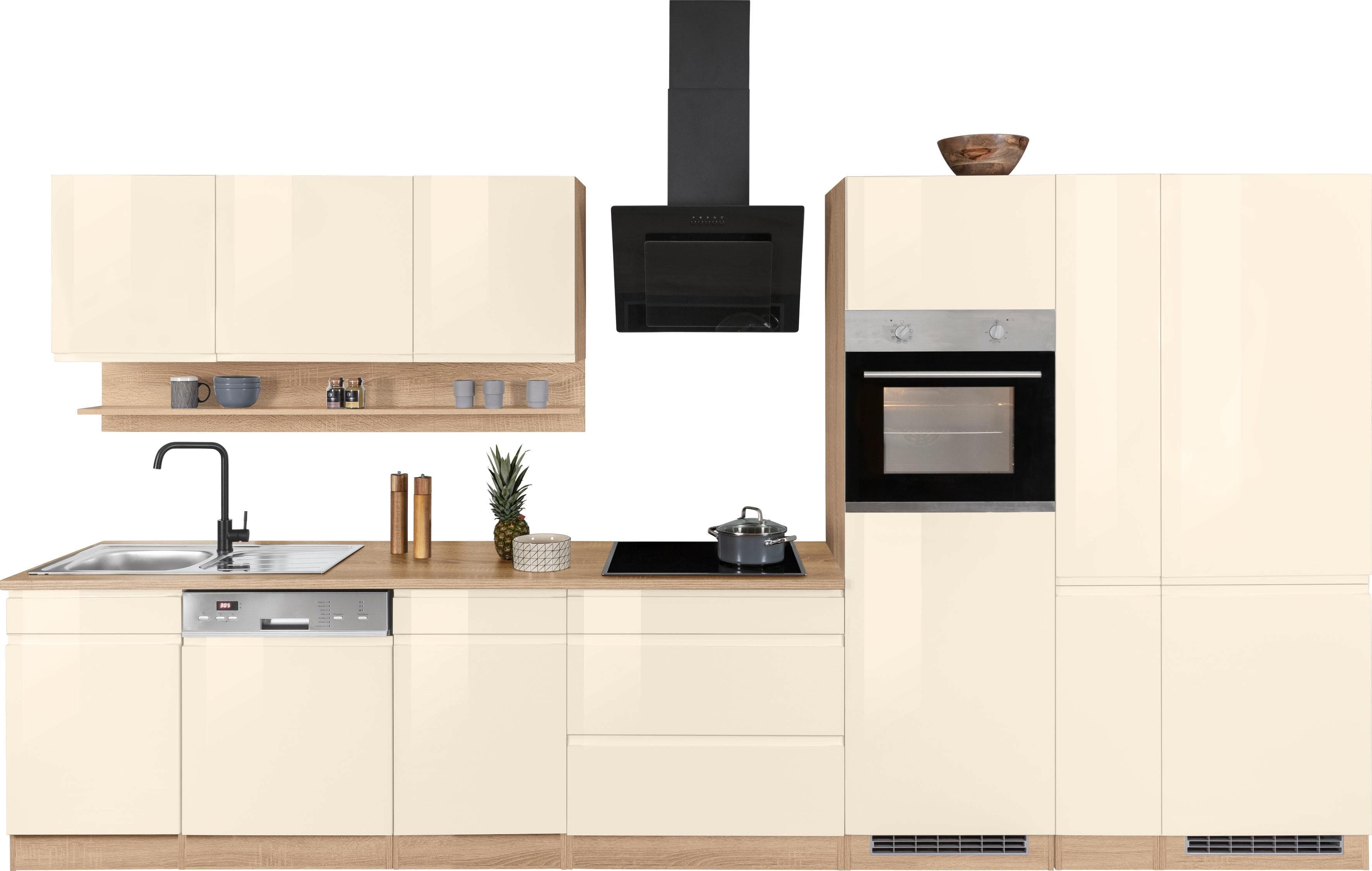 Küchenzeile KS-Virginia Komplettküche mit E-Geräten Beige/Creme