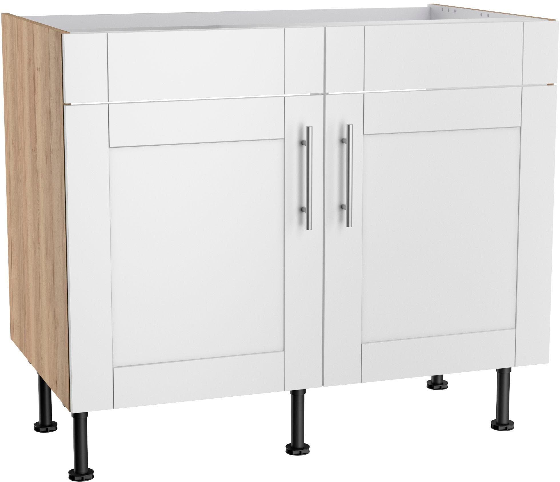OPTIFIT Ahus Spülenschrank Landhausstil Metallgriffe