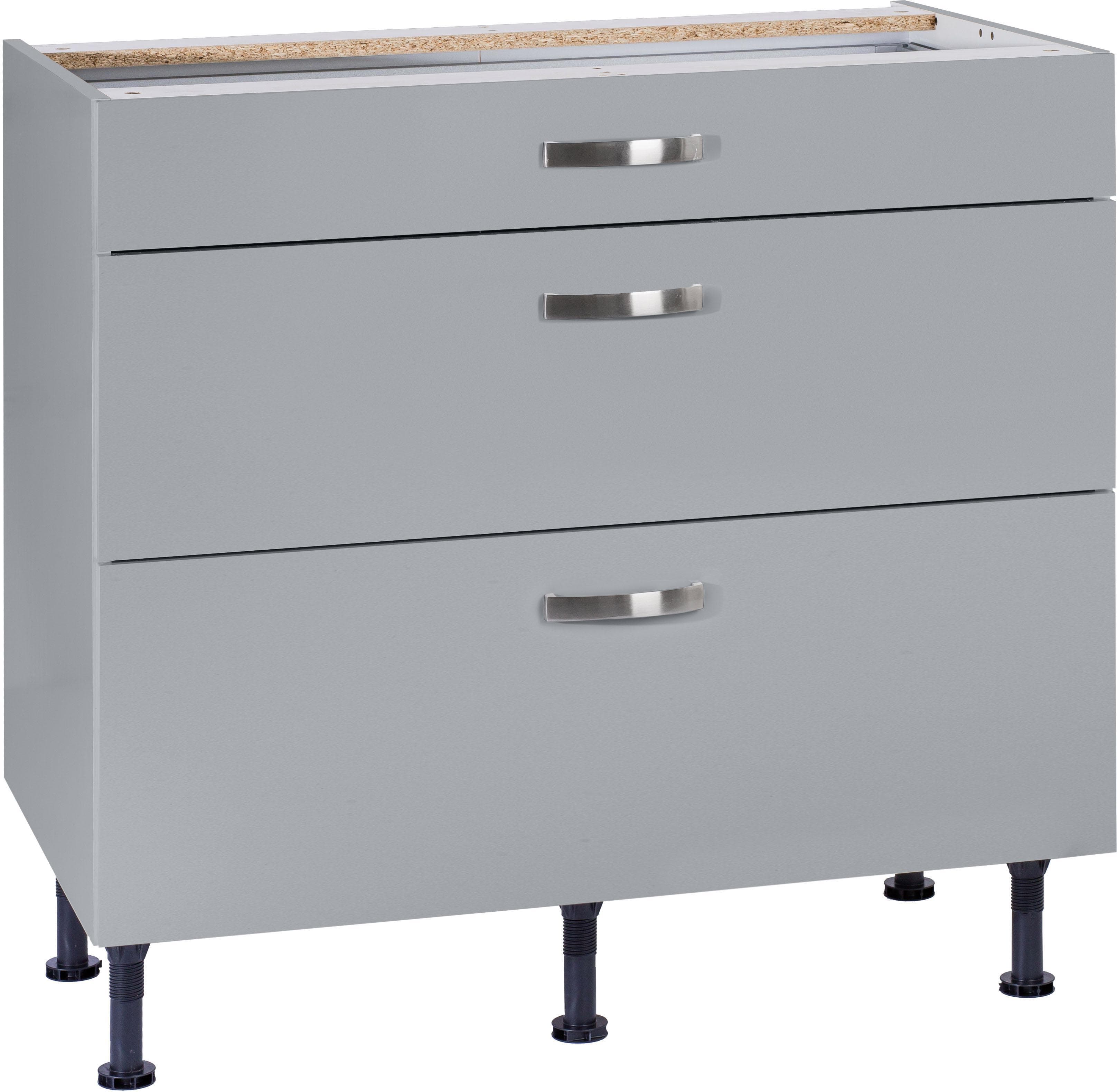 Unterschrank KS-Cara Grau mit Vollauszügen und Soft-Close