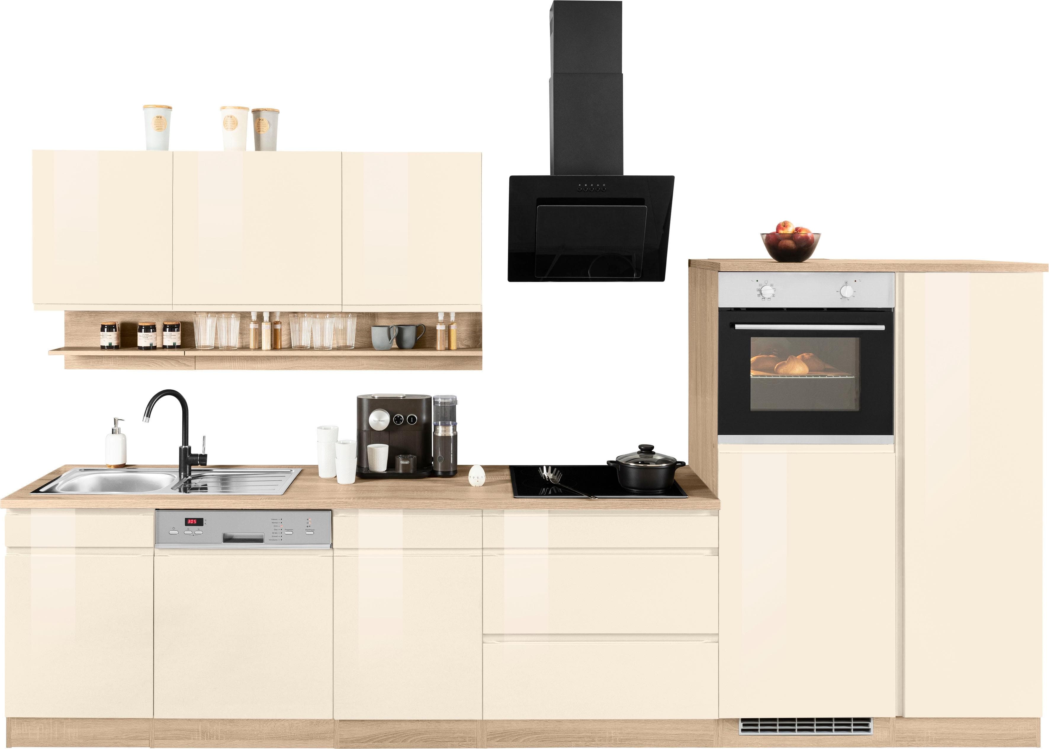 KOCHSTATION Küchenzeile KS-Virginia Beige Hochglanz