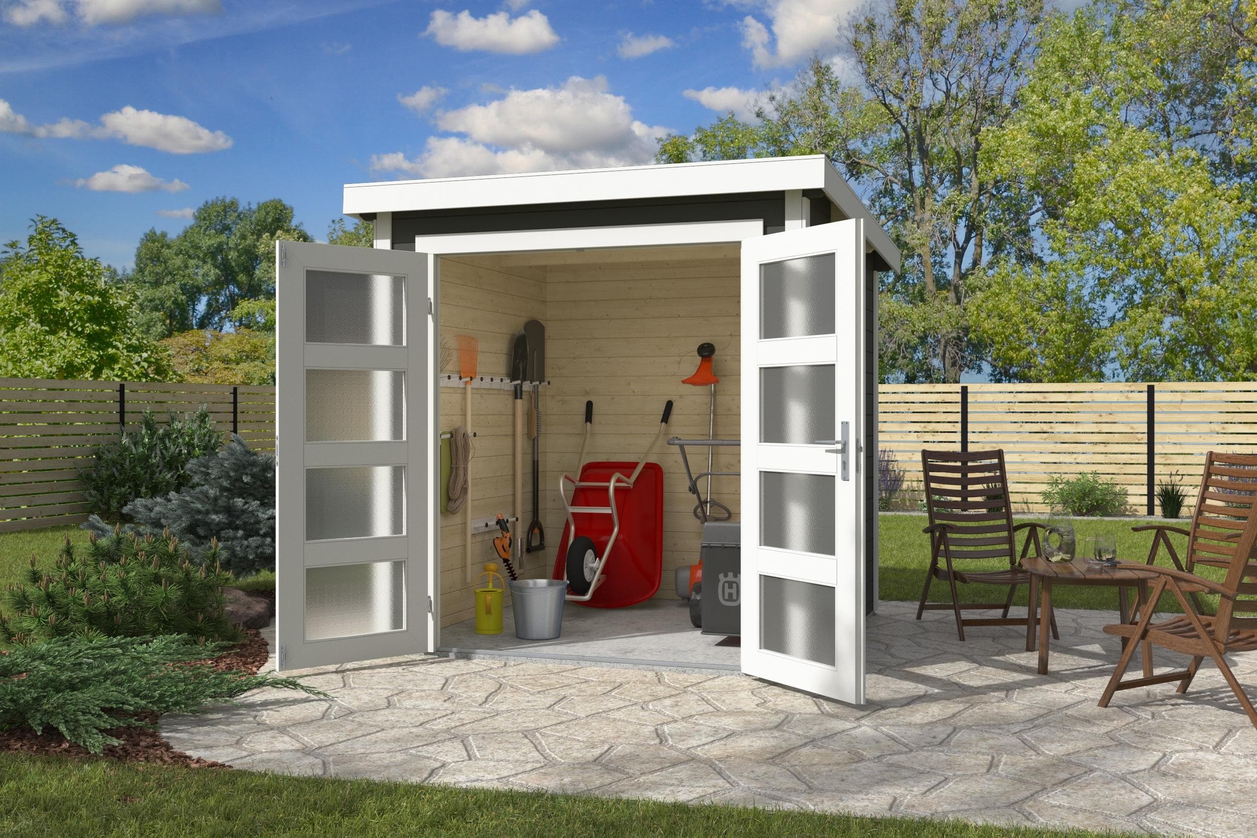 Gartenhaus Zambezi 3 Grüngrau Massivholz