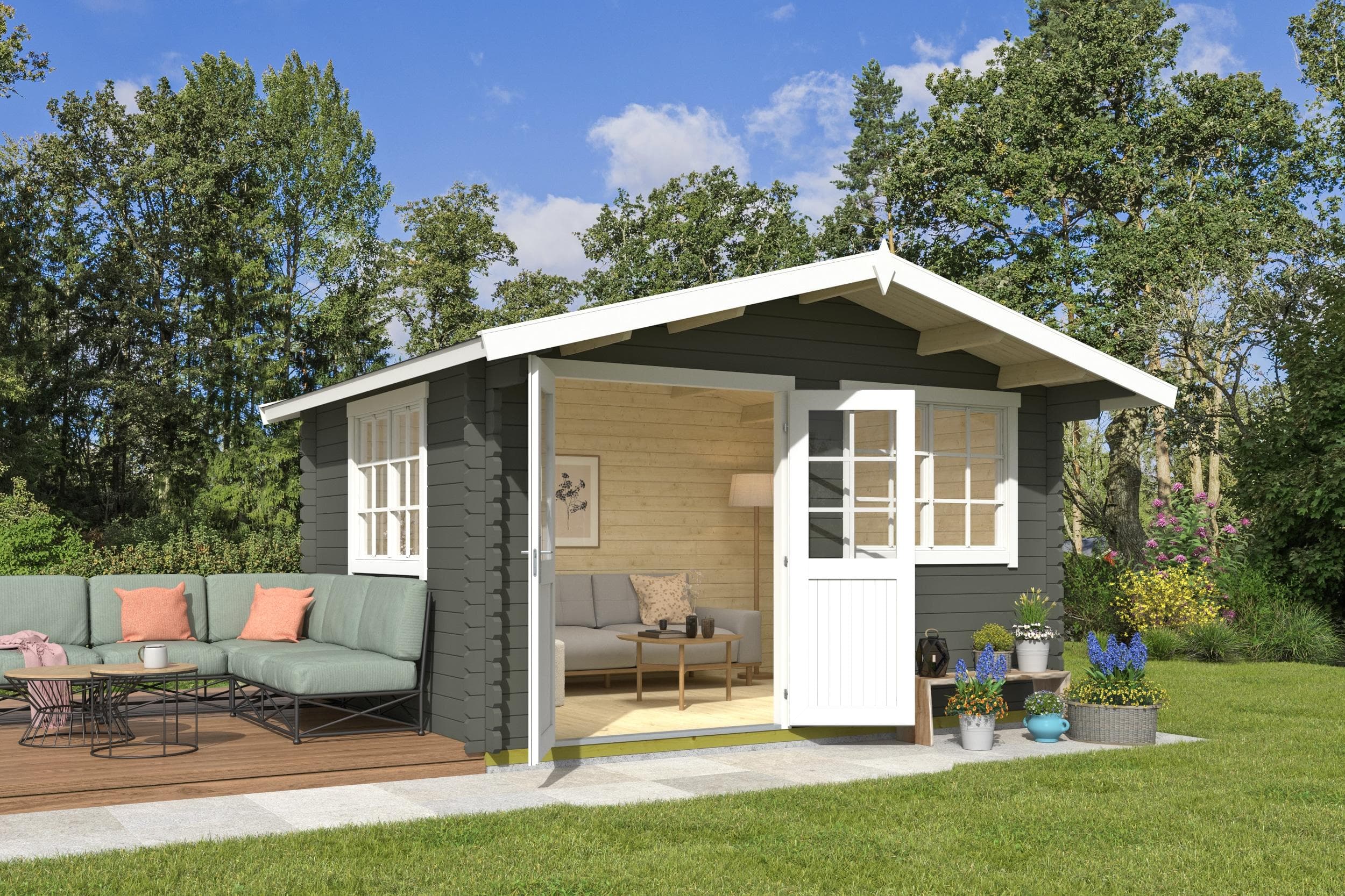 Gartenhaus Norderney 2 Grüngrau Massivholz