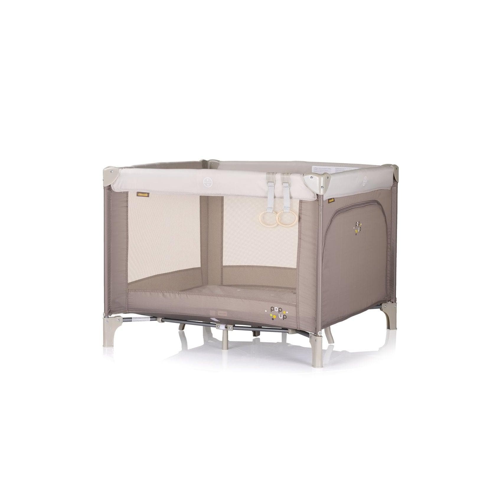 Chipolino Laufstall Pop-up Reisebett Faltbar mit Matratze und Seiteneingang Braun