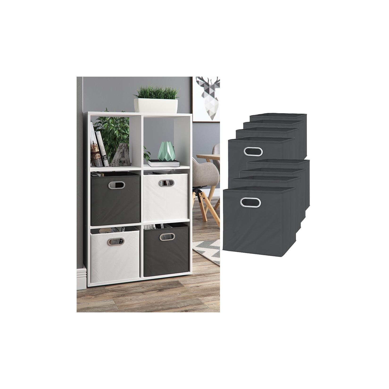 VICCO 8er Set Faltbox Anthrazit Aufbewahrungsbox