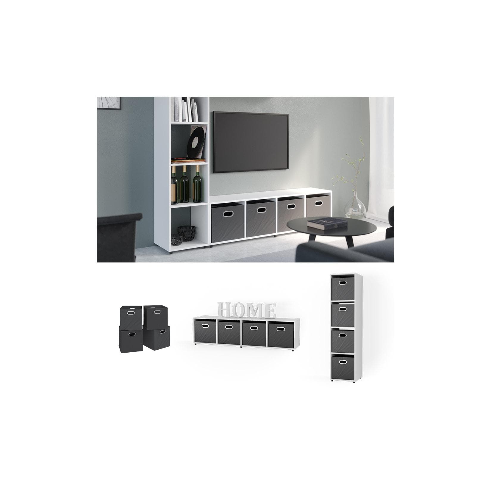 Vicco Raumteiler Ludus Weiß mit Faltboxen - Flexibel & Vielseitig