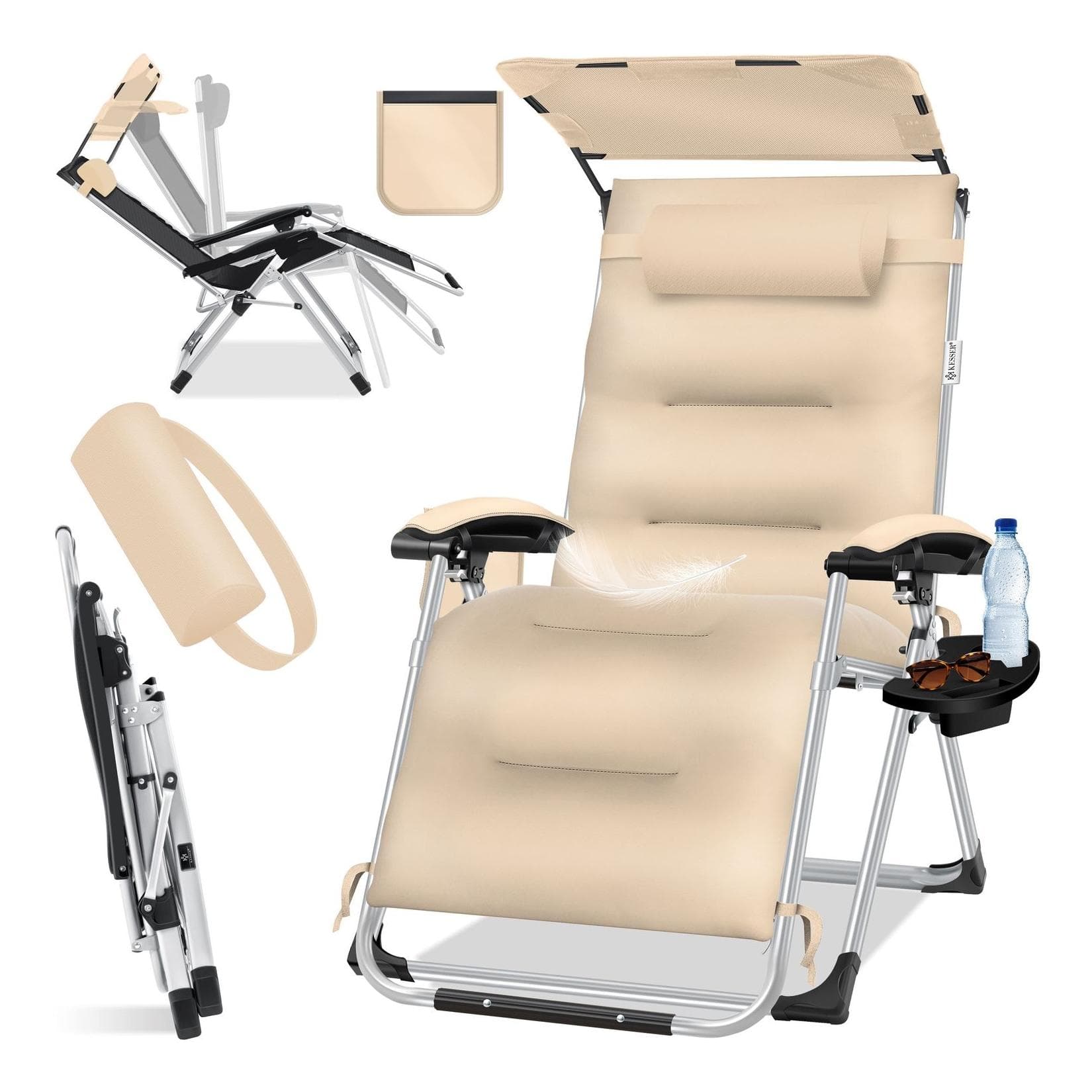 Klappbare Sonnenliege mit Nackenkissen