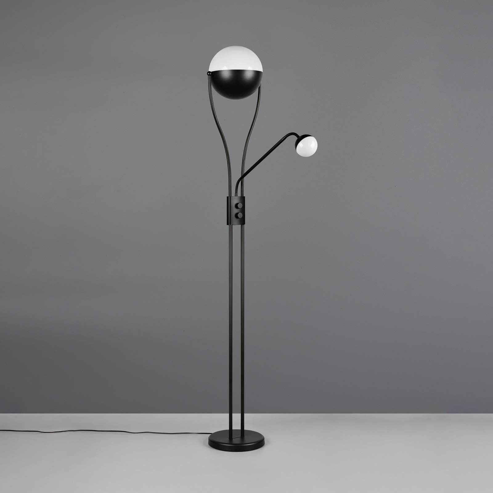 Trio LED-Stehleuchte Chris Schwarz Metall Leseleuchte Dimmer