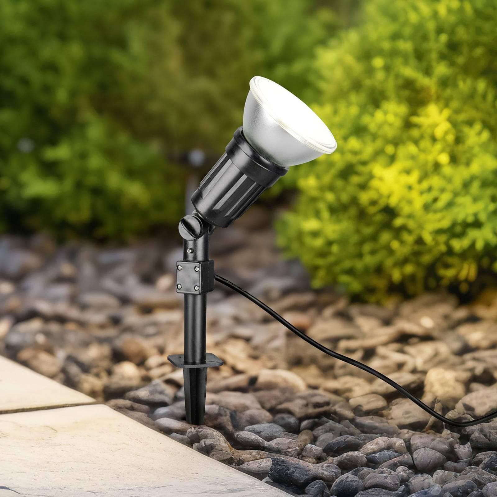 REALITY LEUCHTEN Außenstrahler Caceres Schwarz Kunststoff IP44 Neigbar