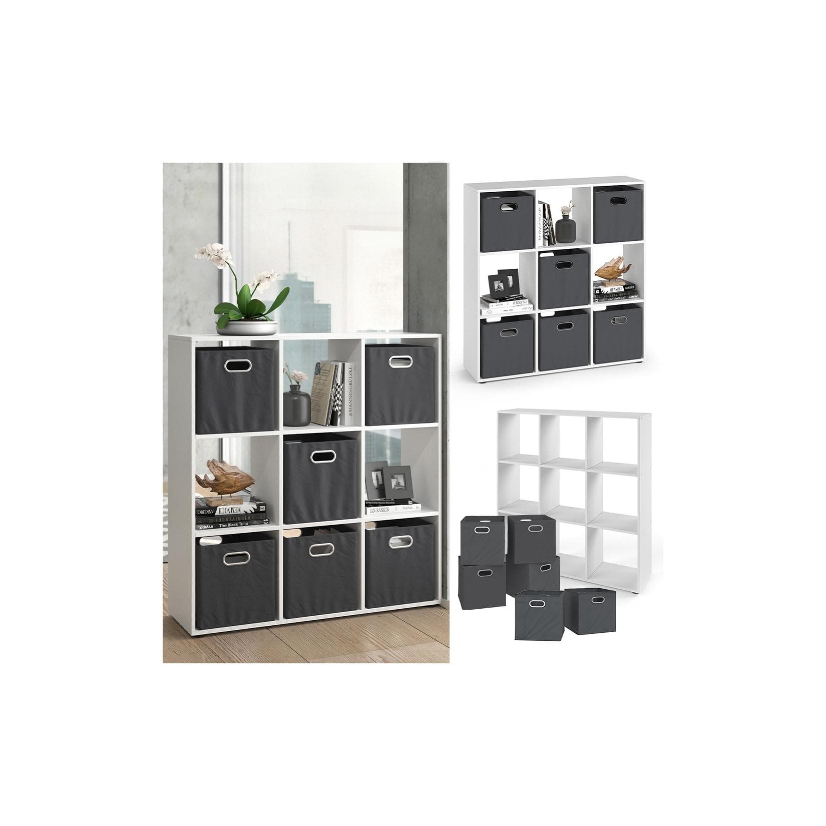 Vicco Raumteiler Nove - Weißer Skandinavischer Bücherregal Raumtrenner