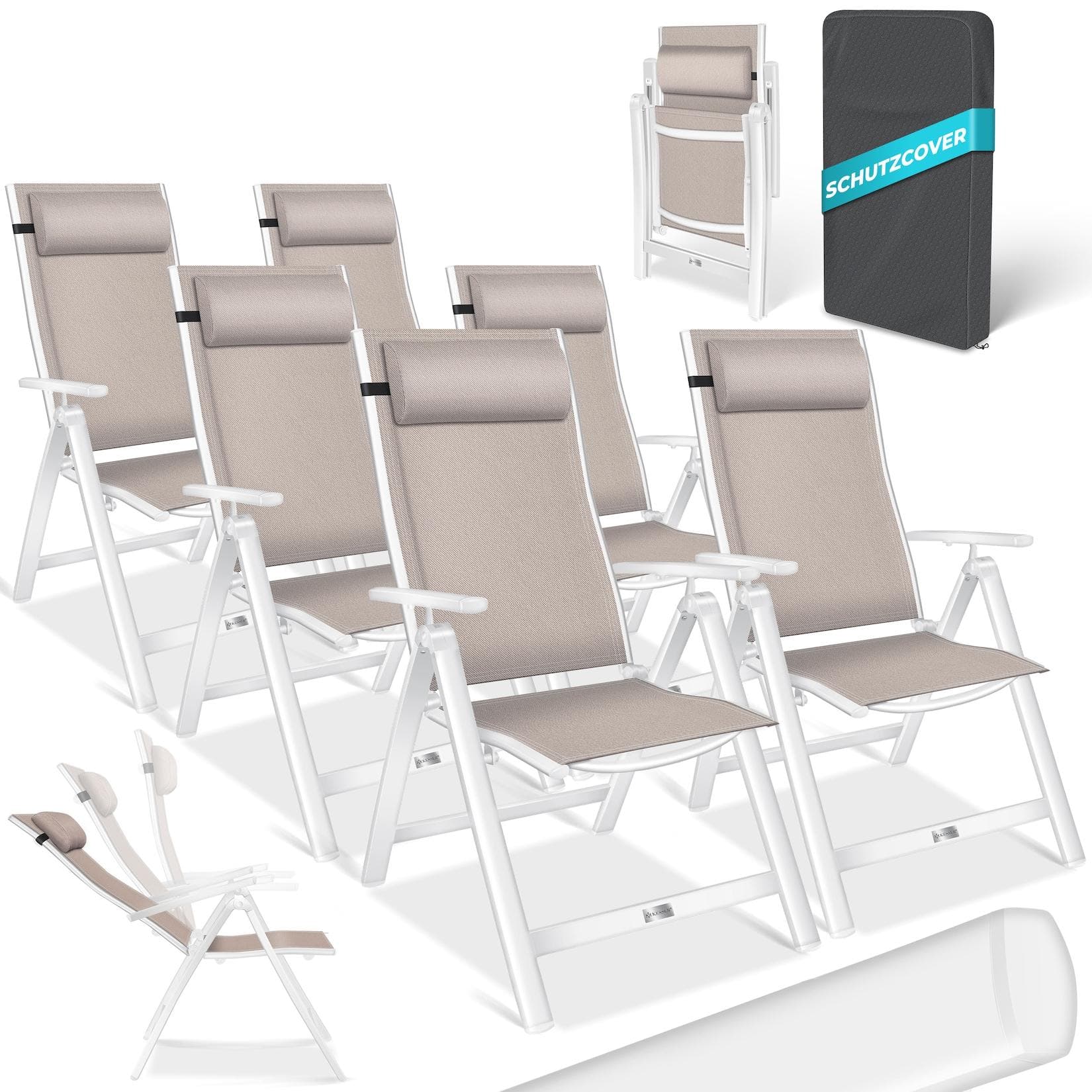 KESSER Gartenstuhl 6er Set Aluminium Hochlehner Klappstuhl