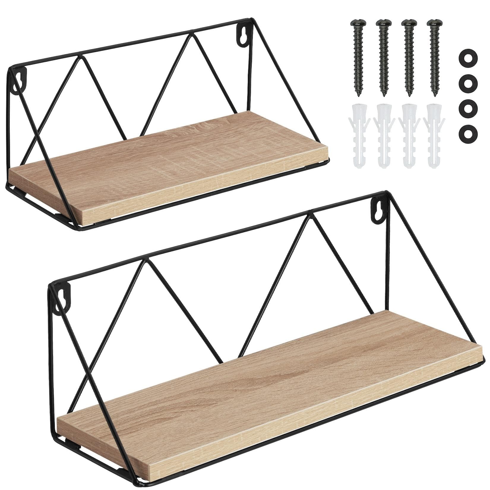 tectake® 2er Set Wandregal Industrial Style Schwarz 15kg Belastbarkeit