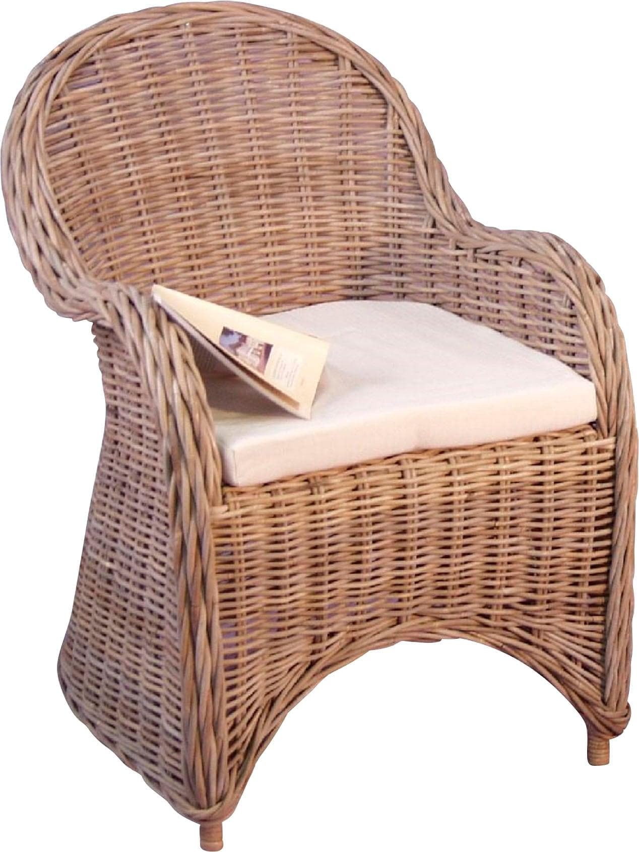 HOME AFFAIRE Rattanstuhl sesselschau Grau mit Sitzkissen