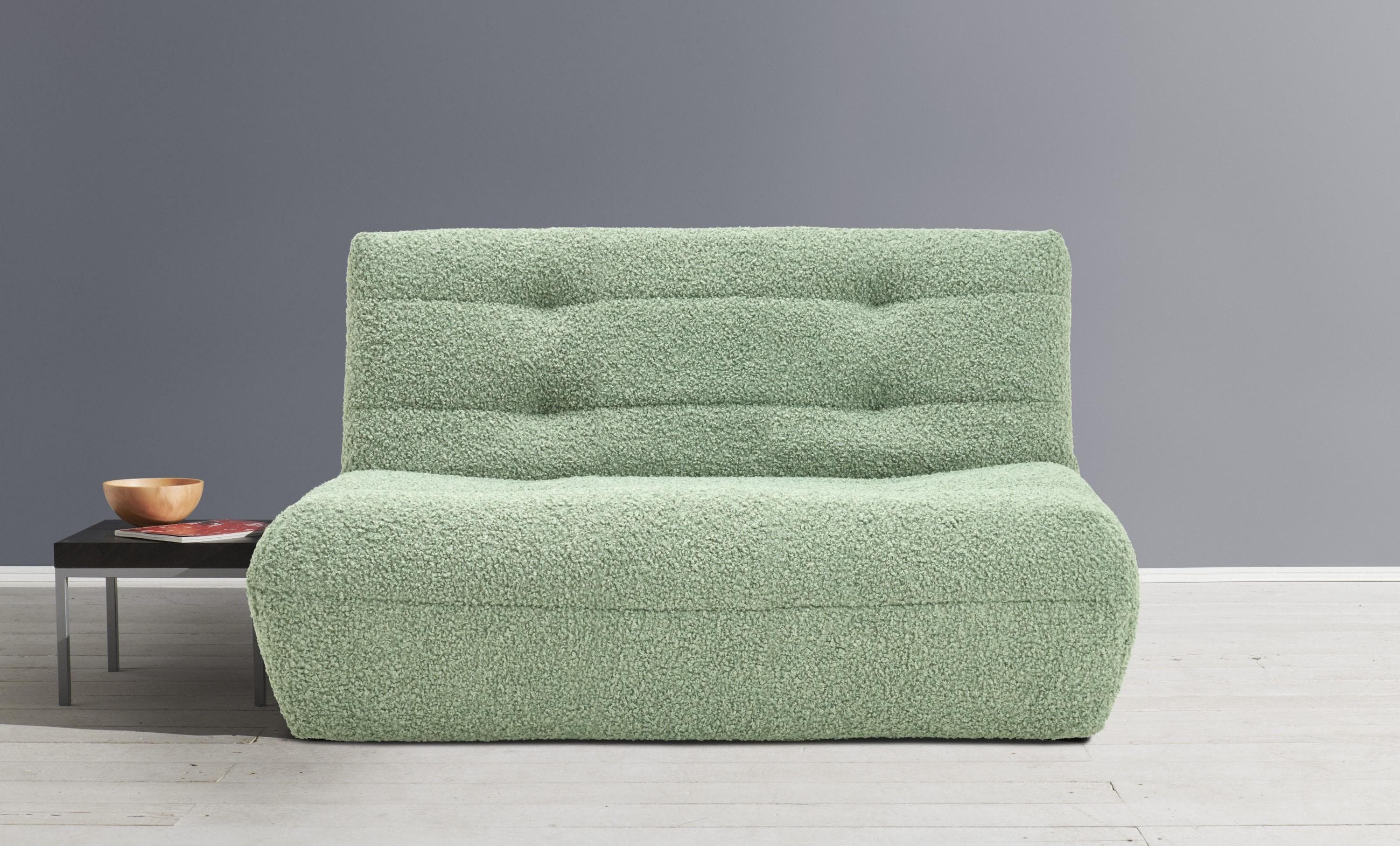 ELL + ELL Vanja Schlafsofa Relax Bouclé Grün-Blau