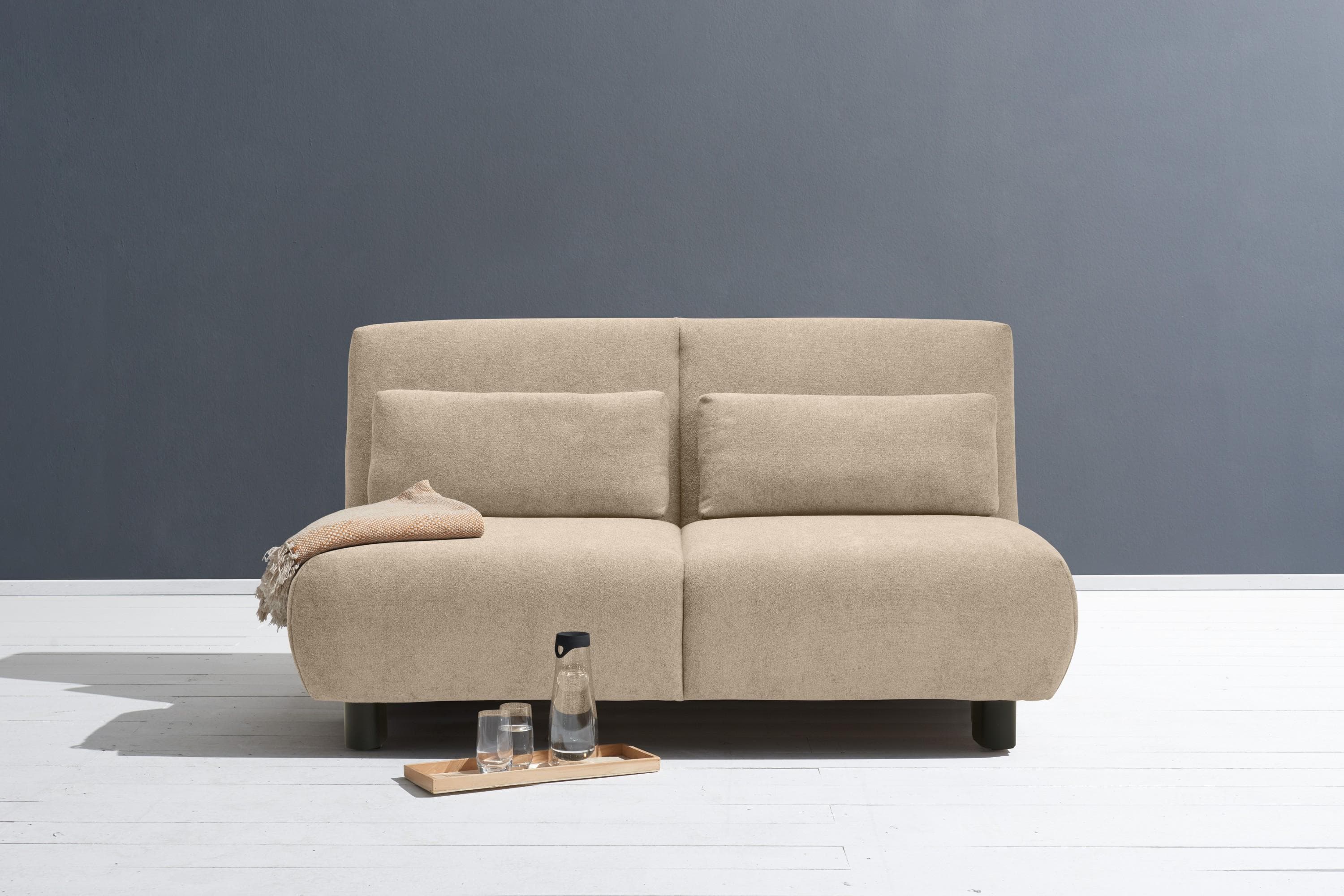 Schlafsofa ELL + ELL "Minou" Beige Kaltschaum-Polsterung