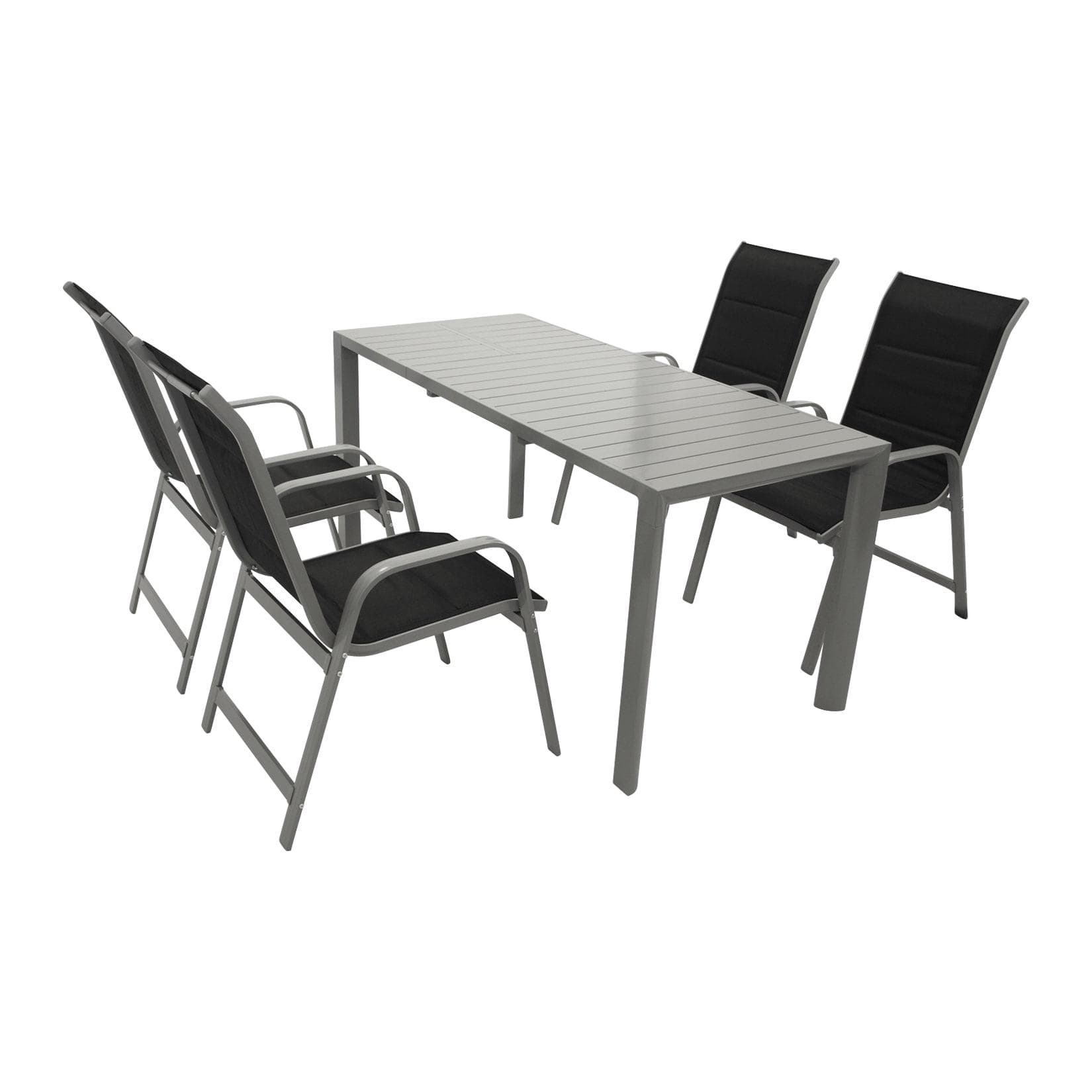 DEGAMO Garnitur BAGO 5-teilig Aluminium Silbergrau Schwarz