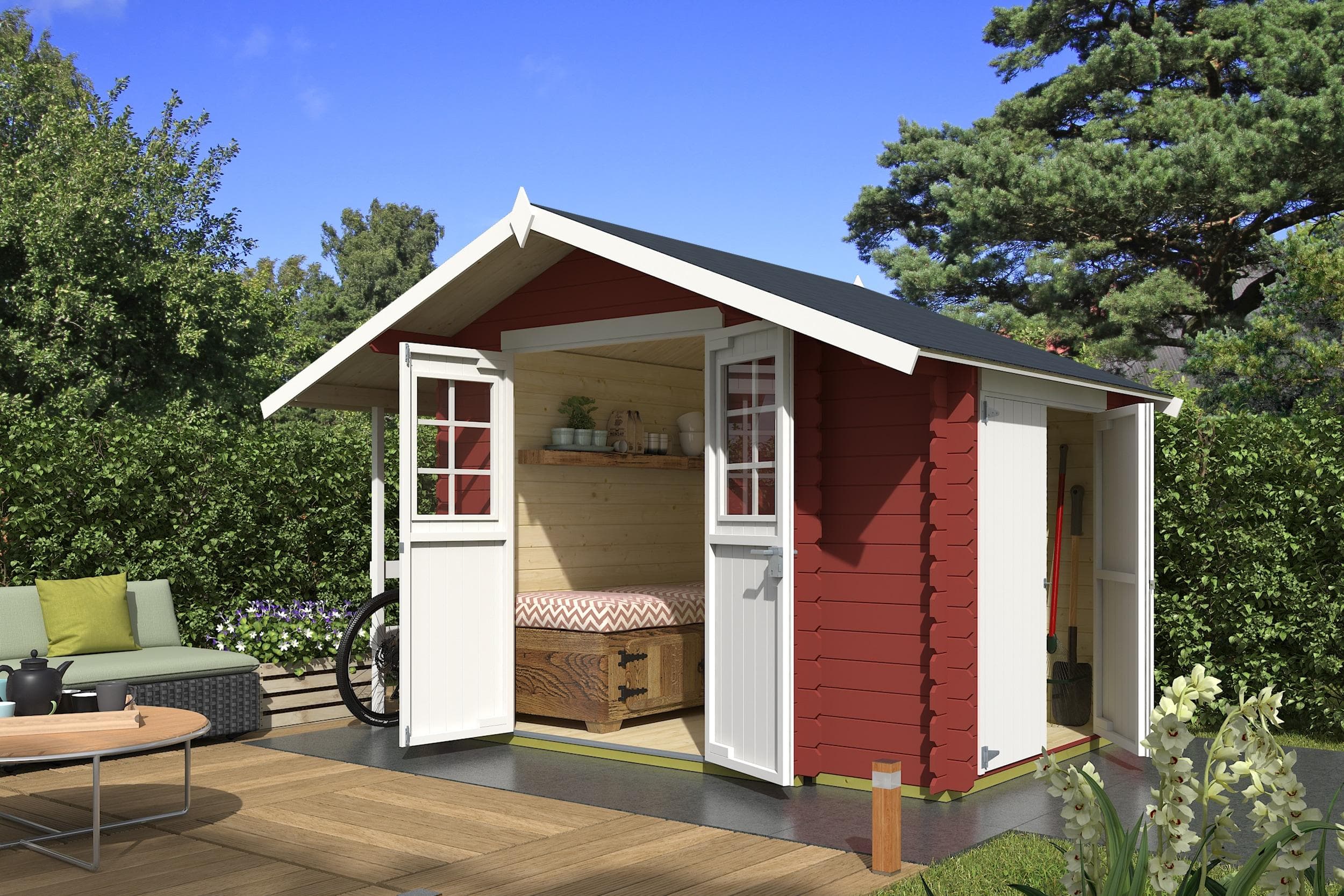 Nordic Holz Gartenhaus Vilano 1 Schwedenrot Massivholz