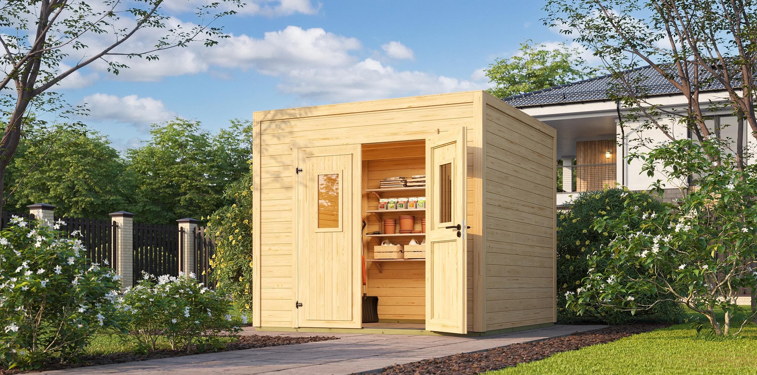 Gartenhaus Felix 2 Massivholz Naturbelassen