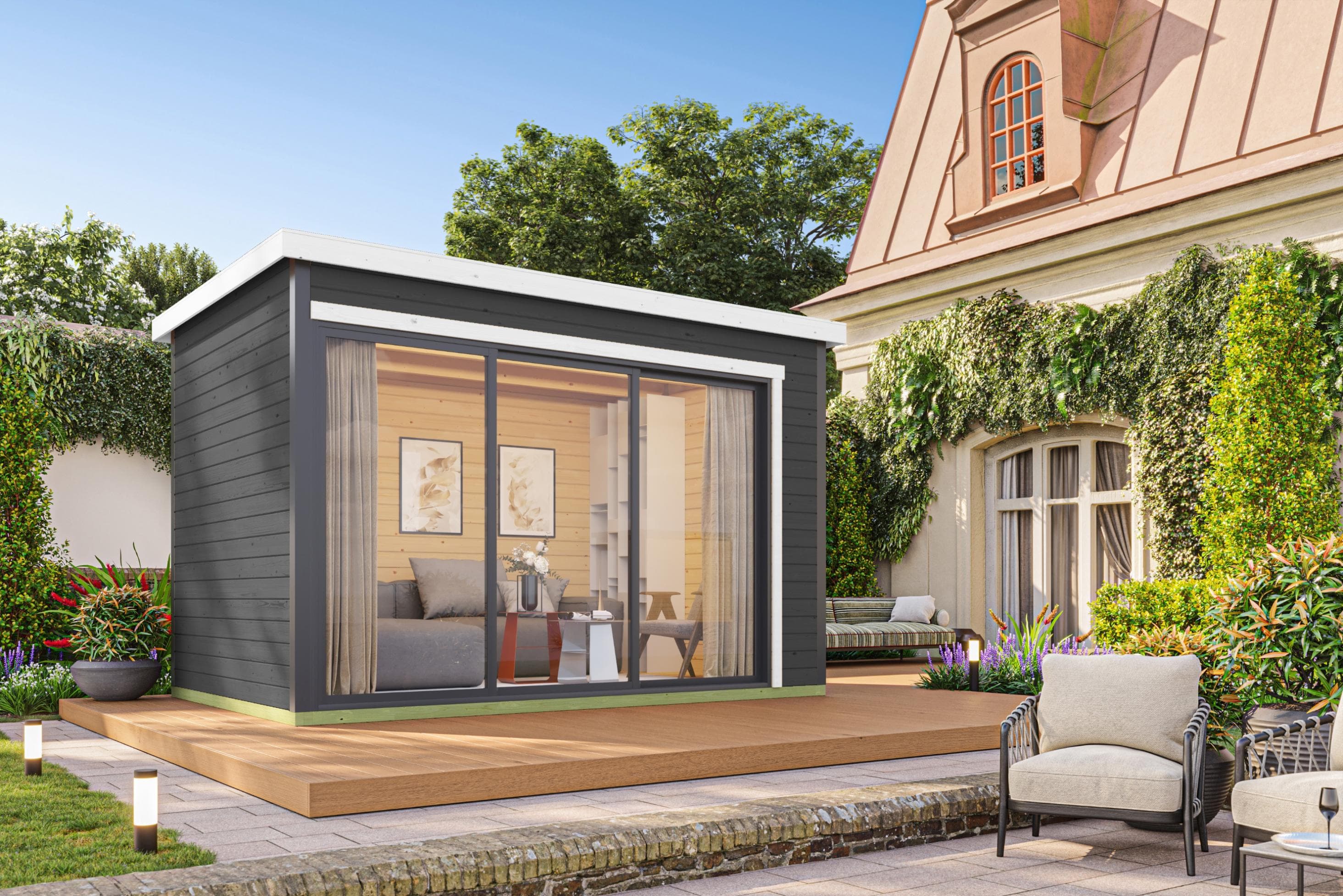 Gartenhaus Nordic Holz Austin 3 Carbongrau Massivholz