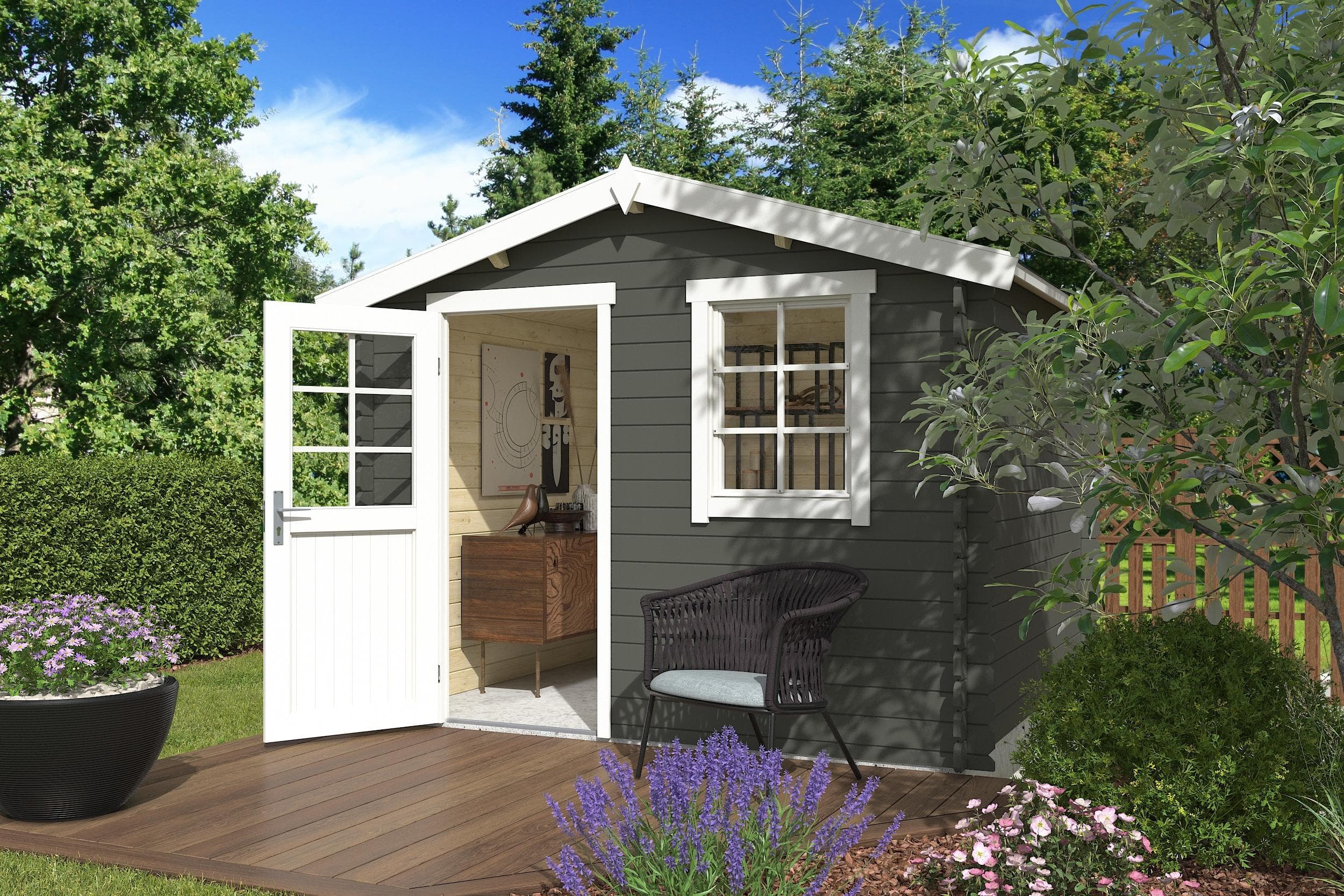 Gartenhaus Nina 275 Grüngrau Massivholz