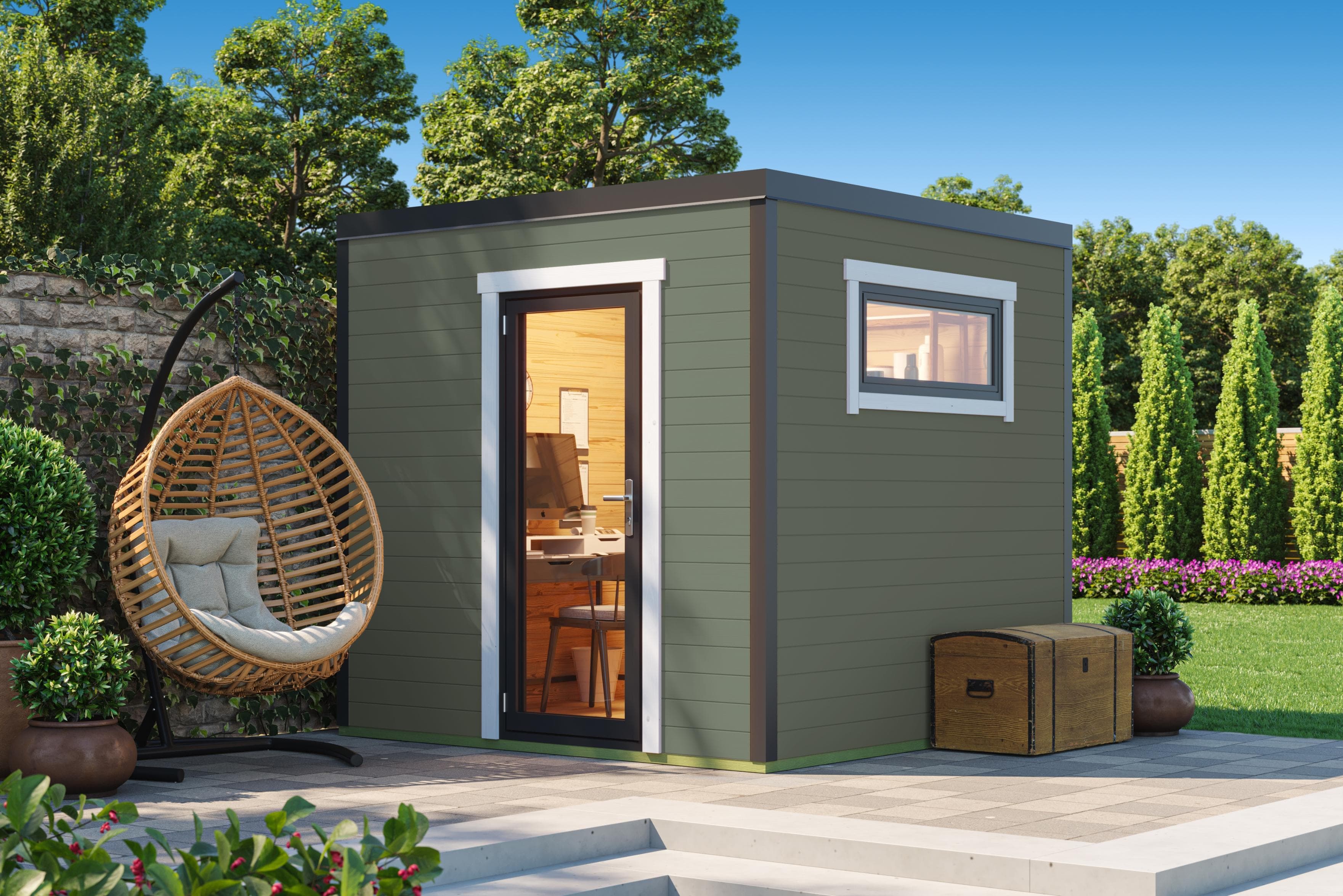 Gartenhaus aus Massivholz im skandinavischen Stil