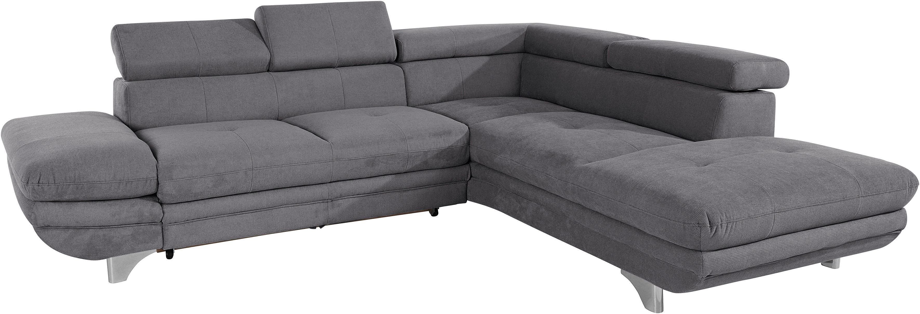 COTTA Ecksofa Enterprise L-Form Grau mit Bettfunktion