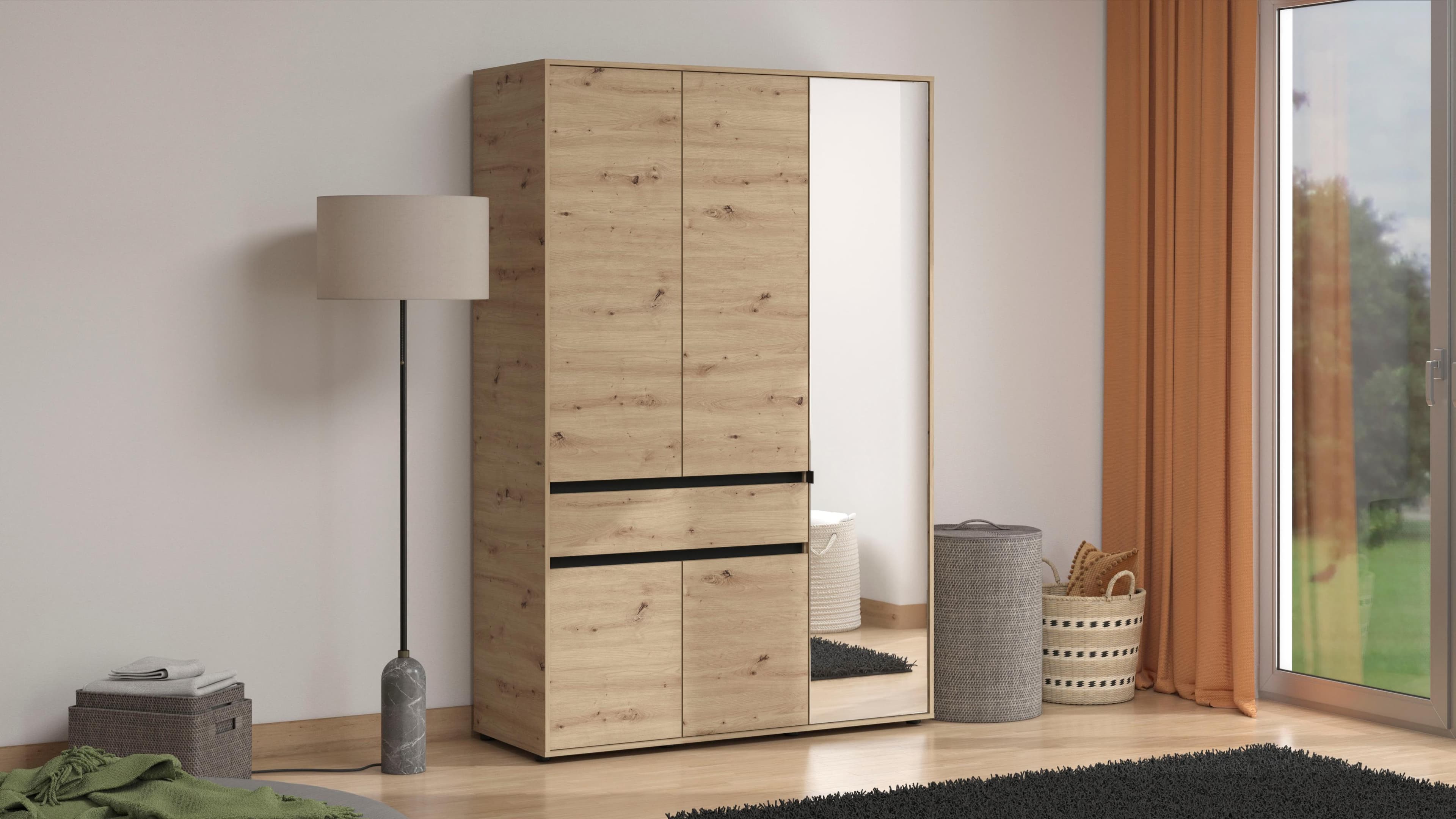 INOSIGN Kleiderschrank Corbett Braun Artisan Eiche mit Spiegel
