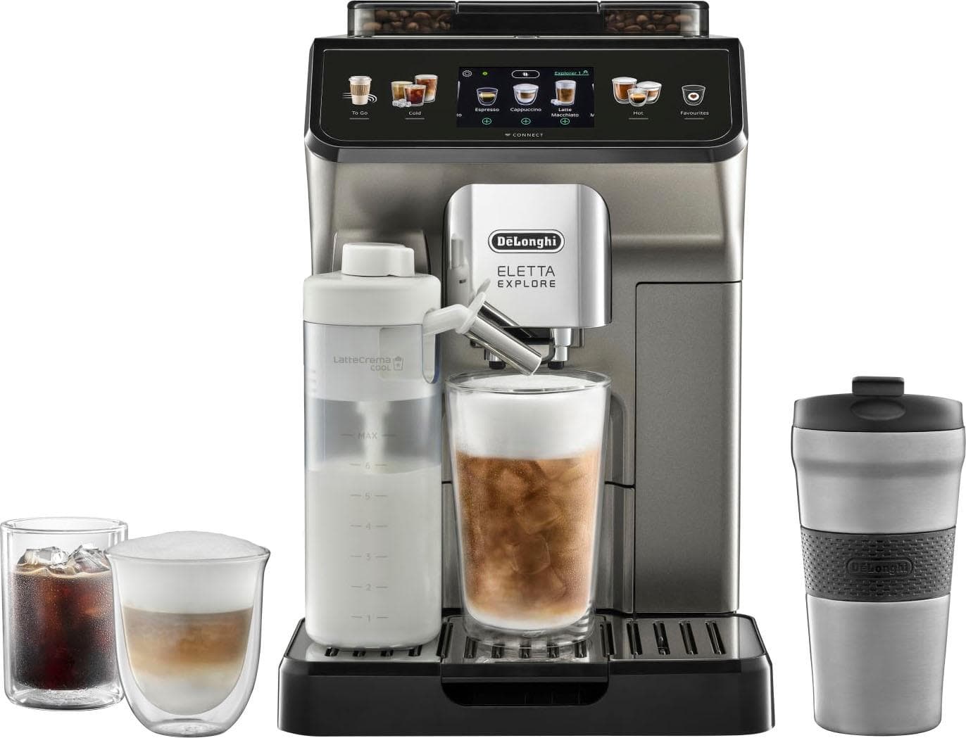 De'Longhi Eletta Explore Cold Brew Kaffeevollautomat Grau Titan