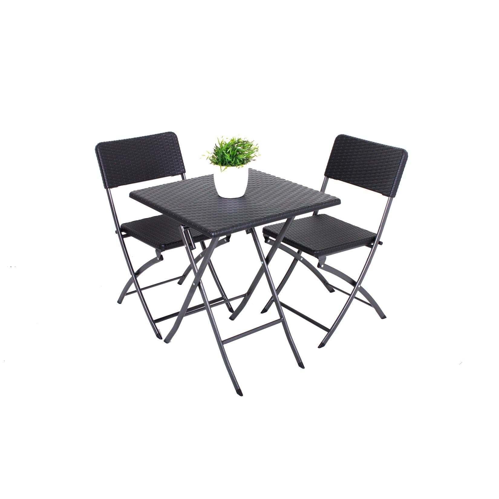 Schwarzes Balkonset VENTANA - Eleganter Outdoor-Sitzplatz