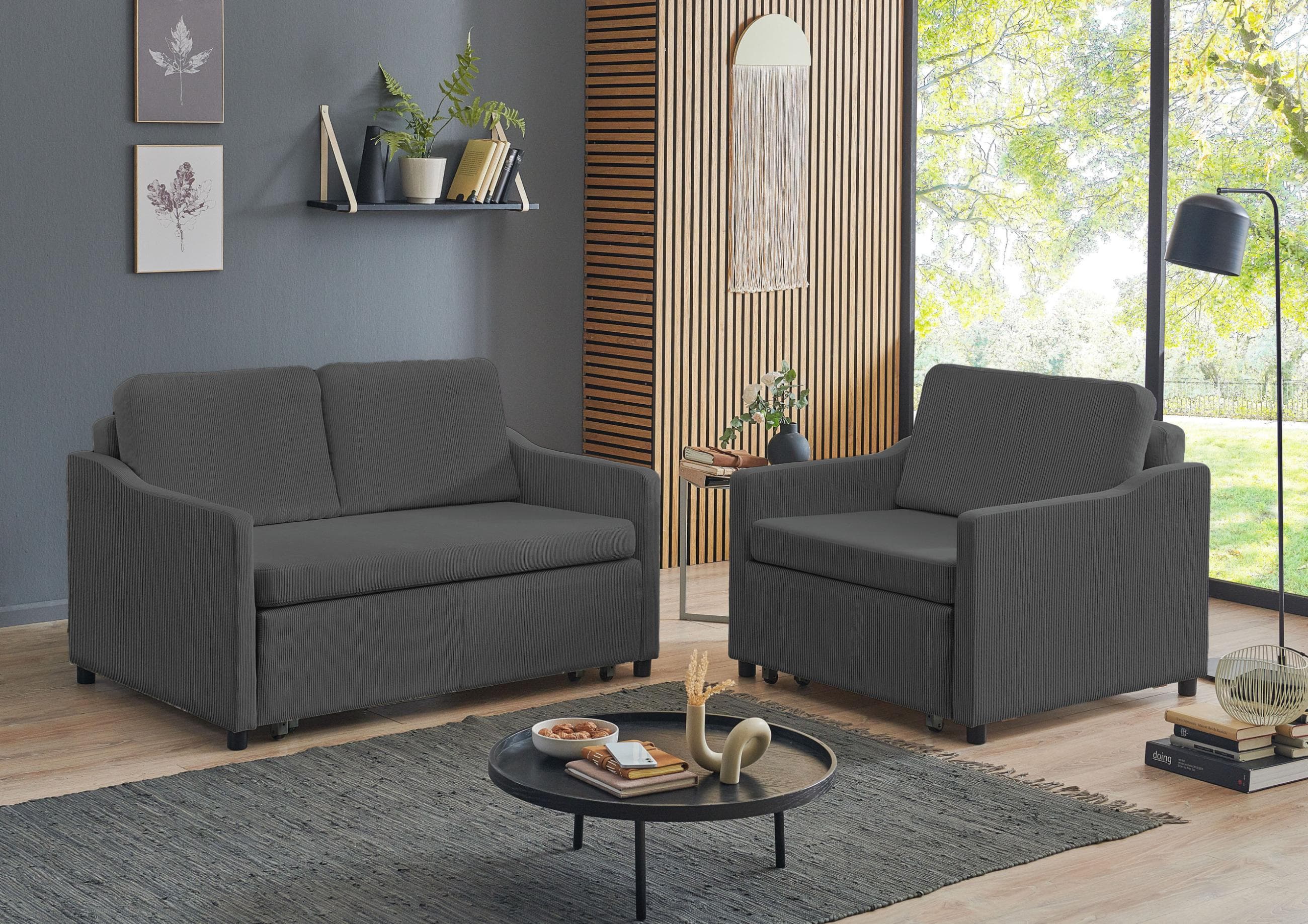 Schlafsofa Anella Grau mit Schlaffunktion ATLANTIC HOME COLLECTION