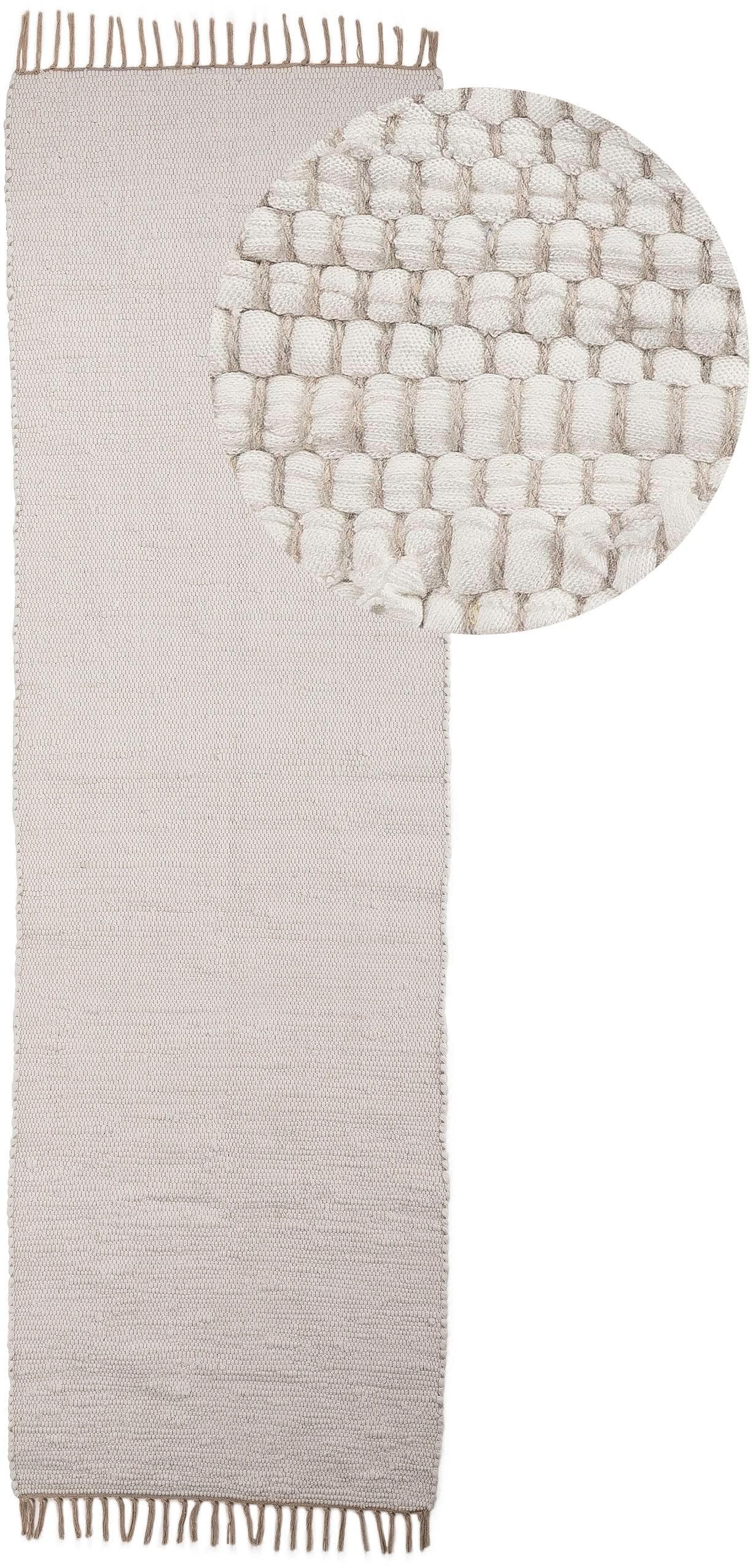 carpetfine Kelim Chindi Teppich Weiß Wendeteppich