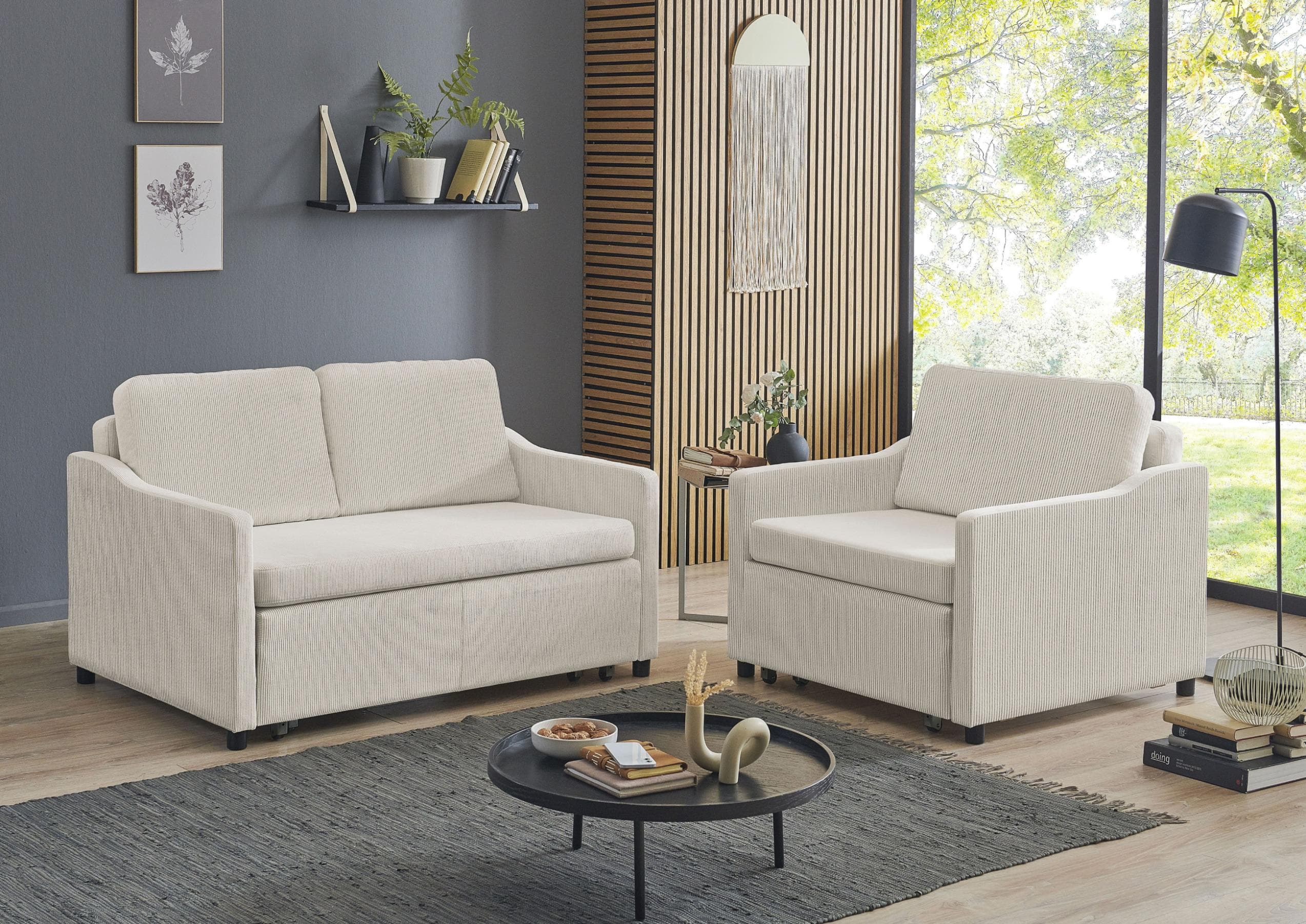 ATLANTIC HOME COLLECTION Schlafsofa Anella Creme Cord