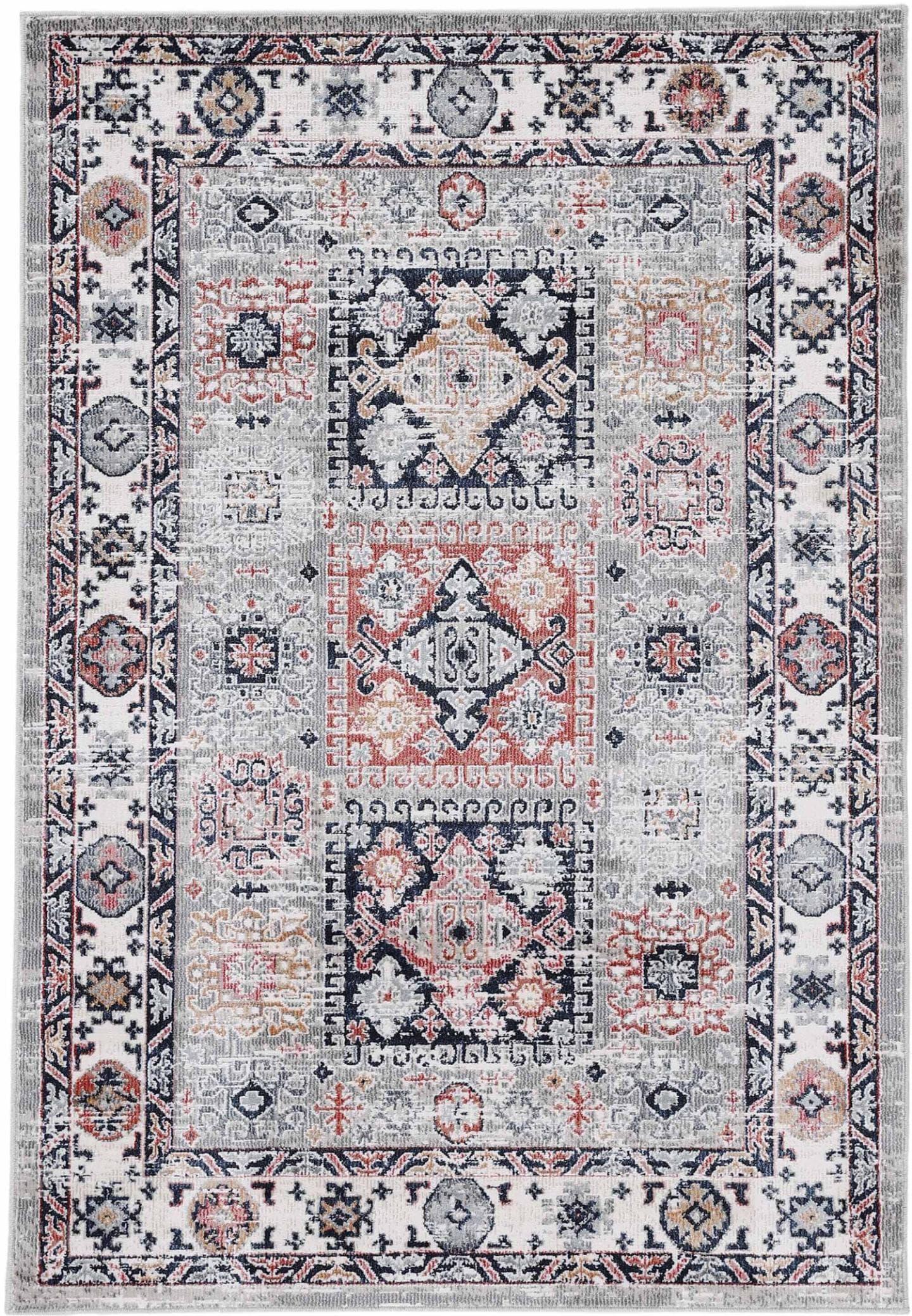 CarpetFine Vintage Kazach Teppich Hellgrau Orientalisch
