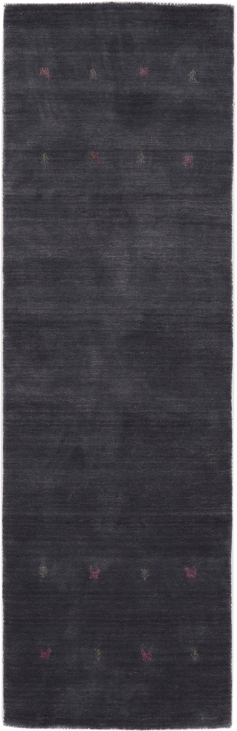 CARPETFINE Gabbeh Uni Wollteppich Grau Handgewebt