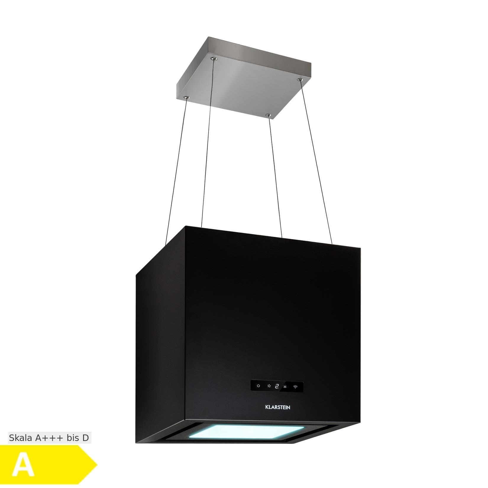 Klarstein Kronleuchter Smart Inselabzugshaube 595m³/h App-Steuerung LED-Panel Schwarz