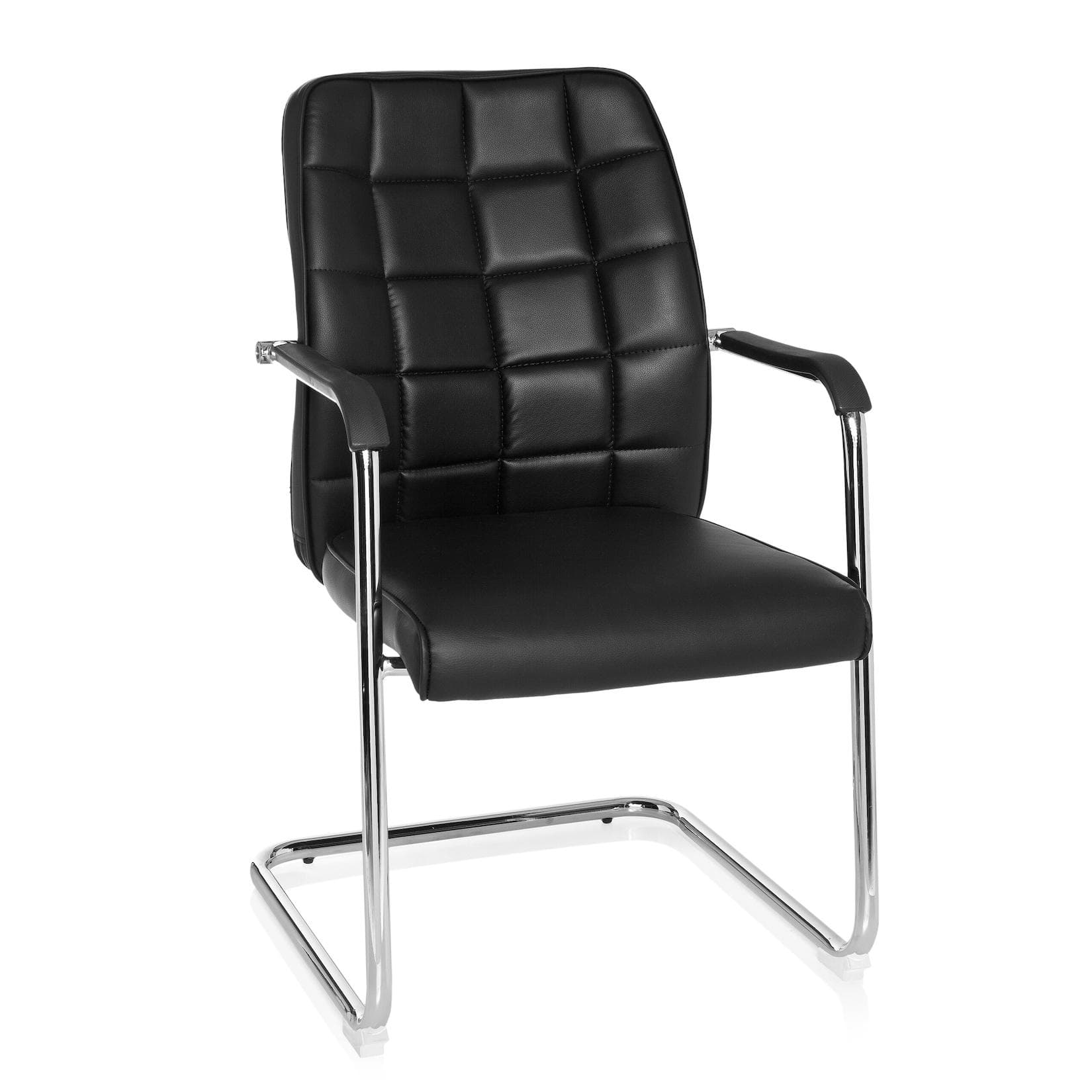 hjh OFFICE Freischwinger FLEXO V Kunstleder Grau mit Armlehnen