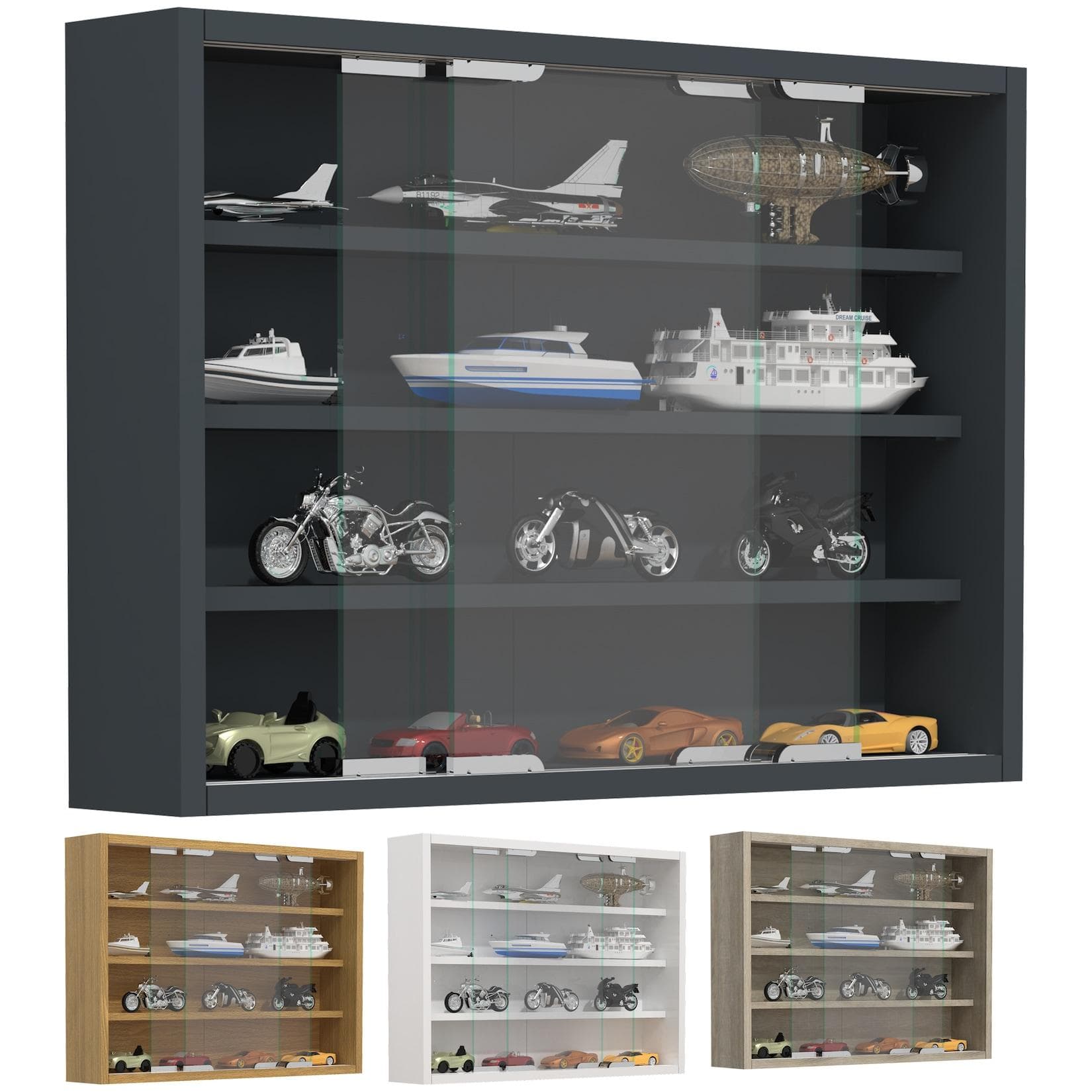 VCM Hängevitrine Agisa M Anthrazit Glas Schiebetüren Wandvitrine