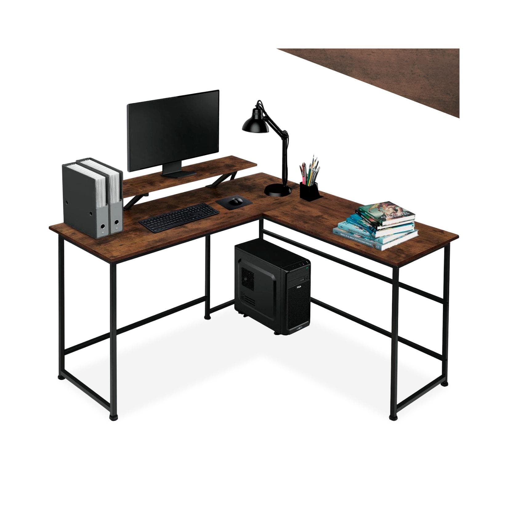 TecTake Schreibtisch Industrial Style mit verschiebbarem Monitoraufsatz