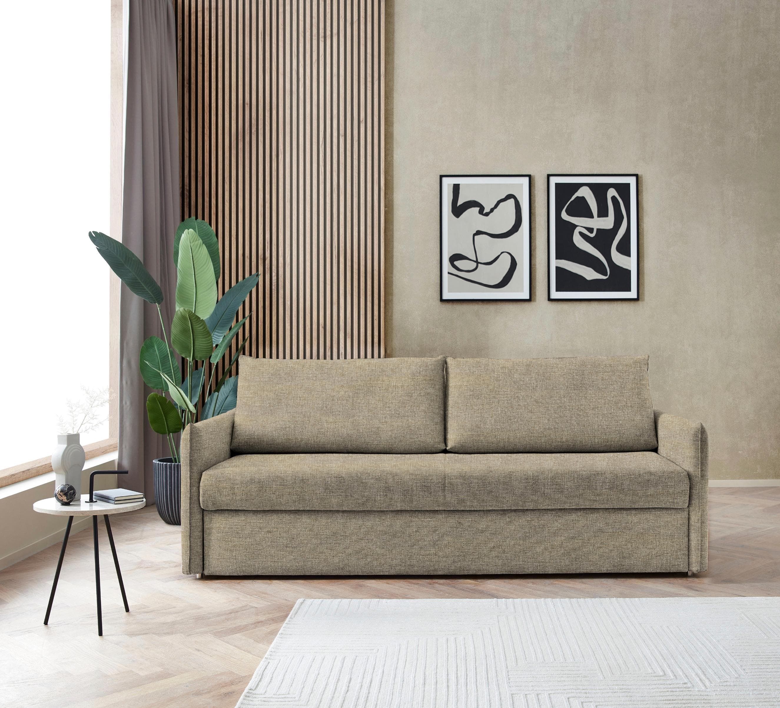 Schlafsofa BALI Pisa Hellbraun mit Matratzenwahl