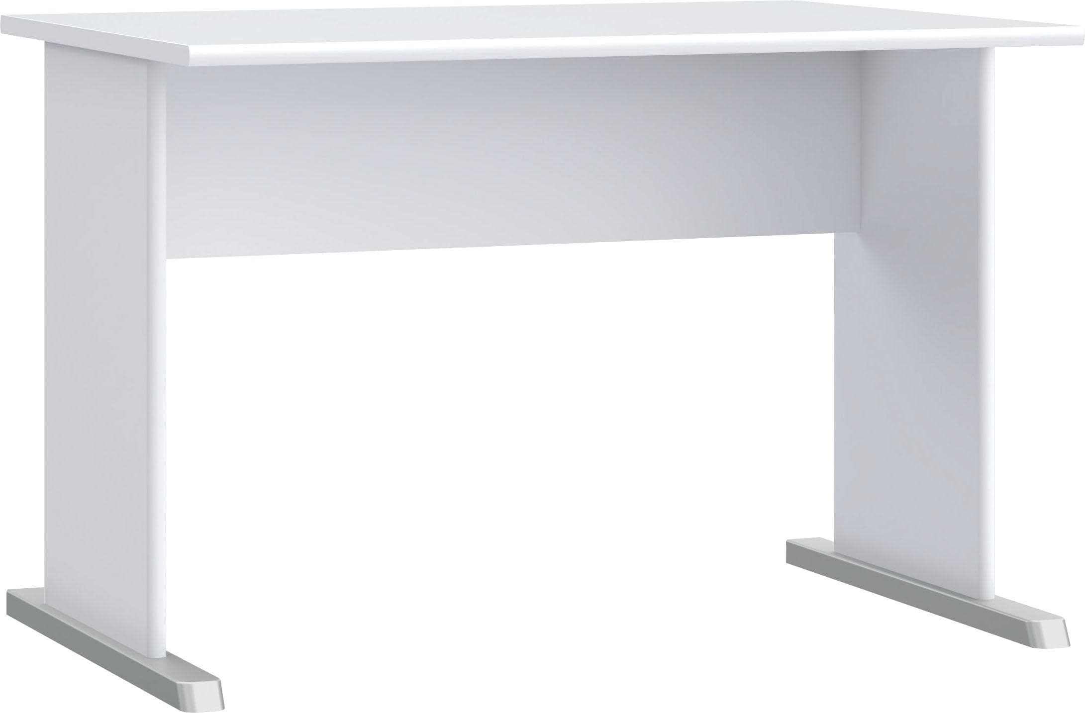 FORTE TEMPRA2 Schreibtisch Weiß - Holzwerkstoff, Matt, Wangengestell